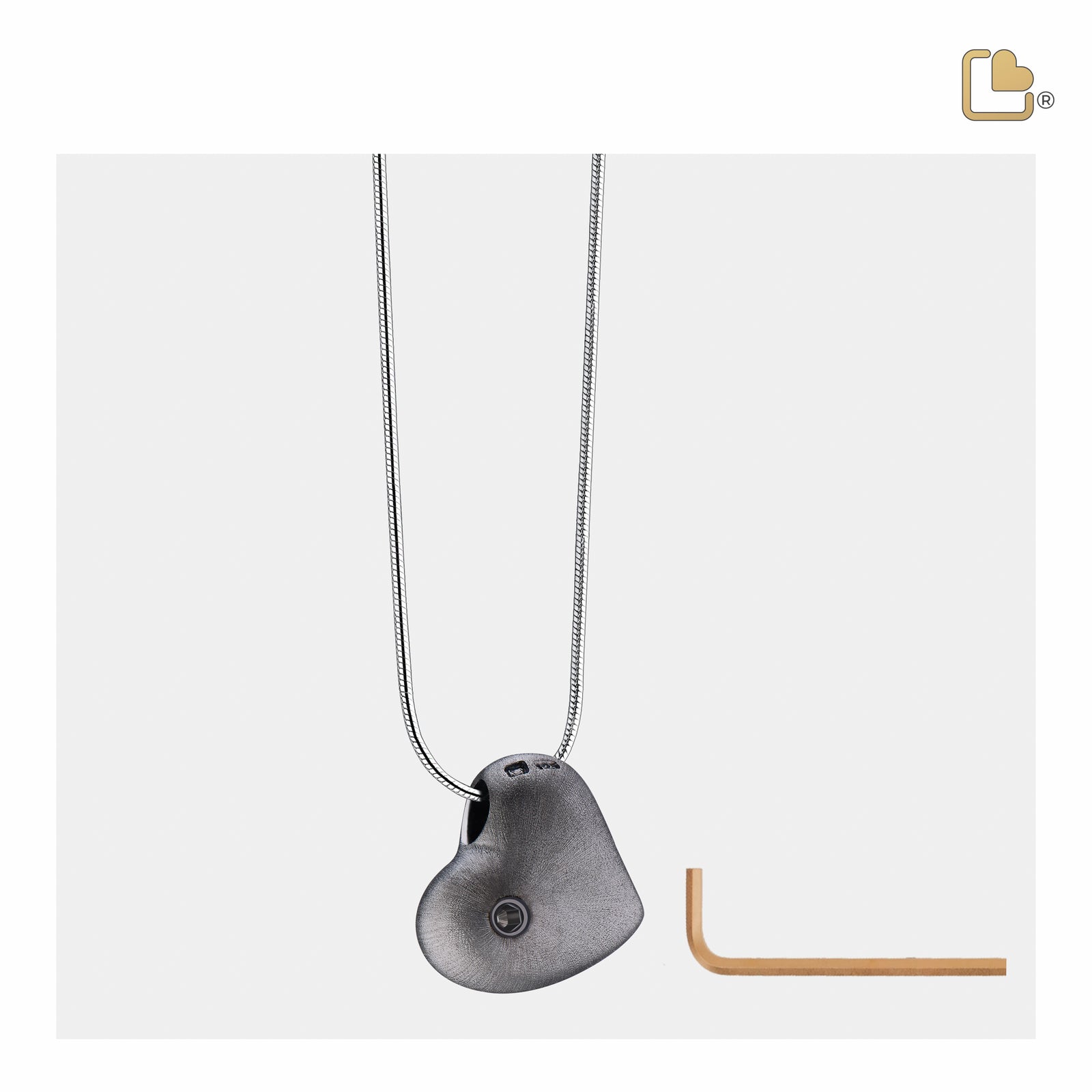 PD1002 Leaning Heart Ashes Pendant Pol & Bru Ruthenium