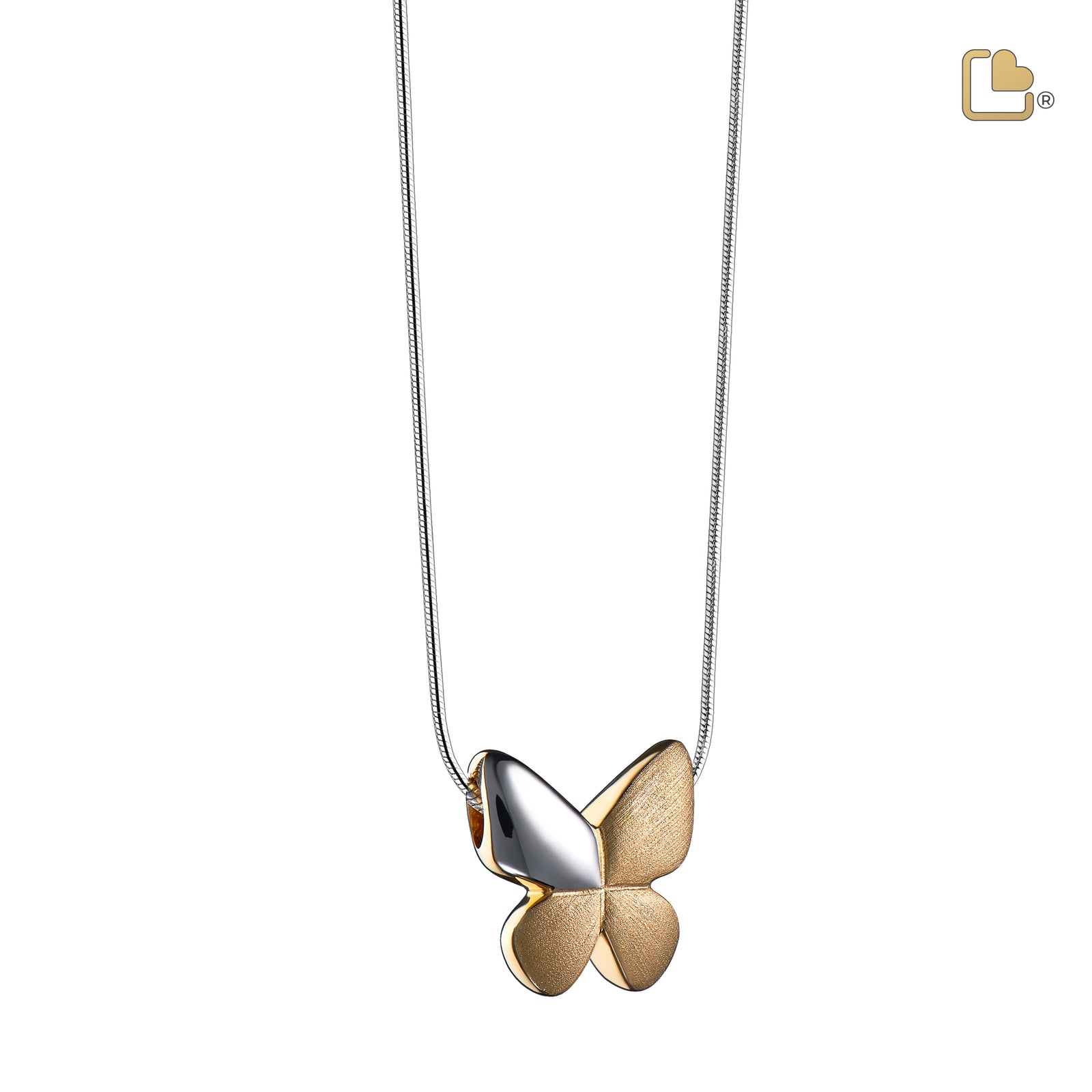 PD1160 Butterfly Ashes Pendant Bru Silver & Gold Vermeil