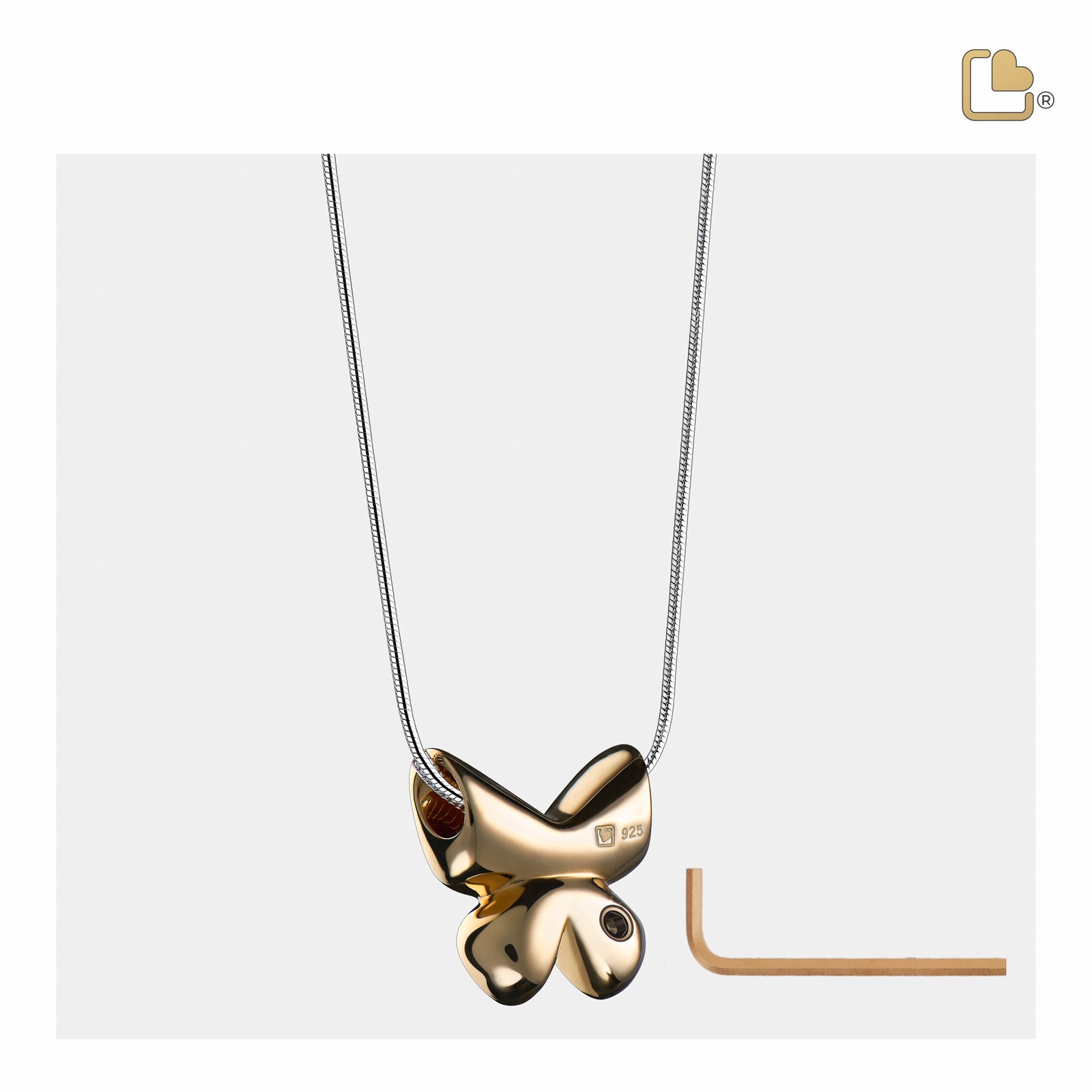 PD1160 Butterfly Ashes Pendant Bru Silver & Gold Vermeil