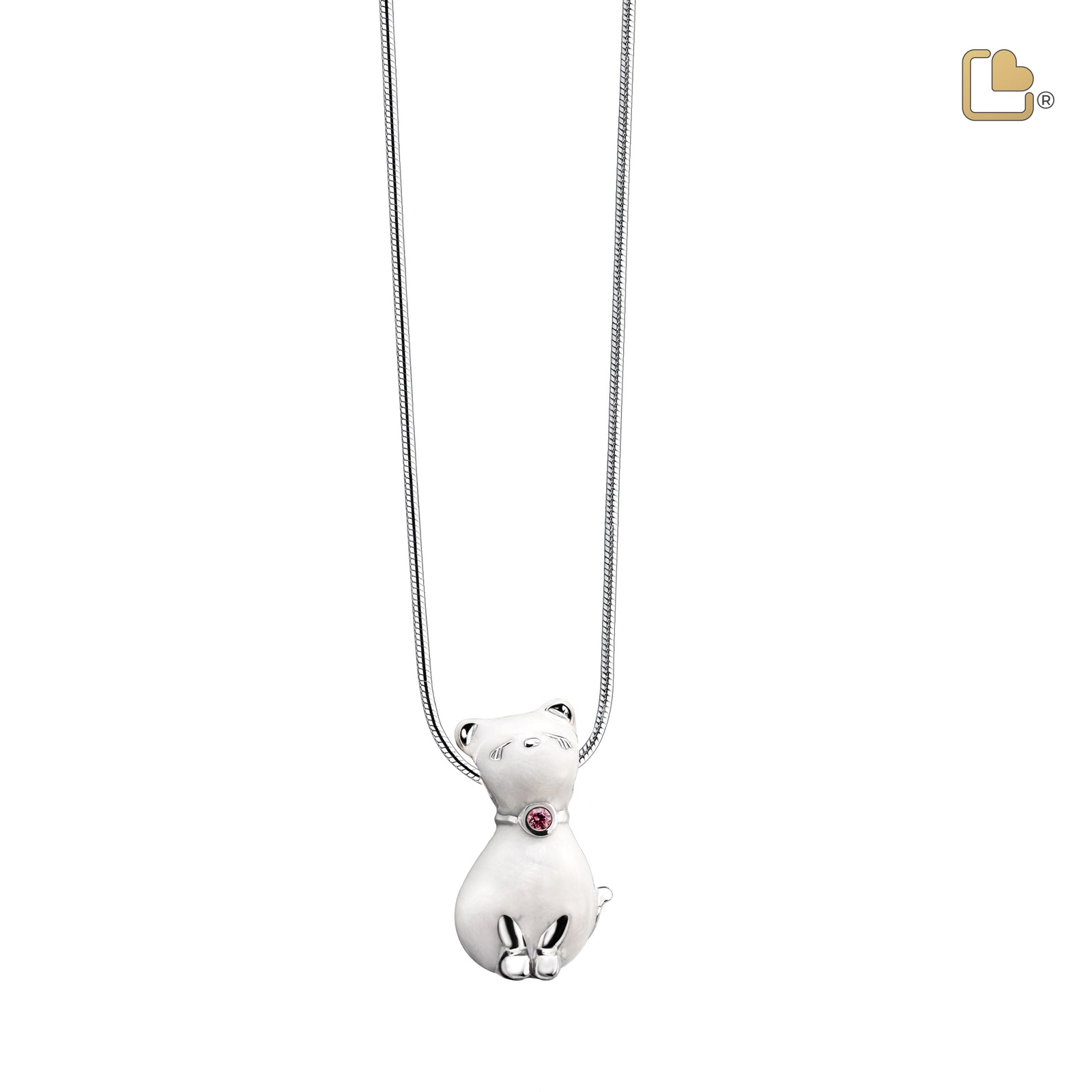 PD1260 PrincessCat Ashes Pendant Pearl White & Pol Silver w/Swarovski®