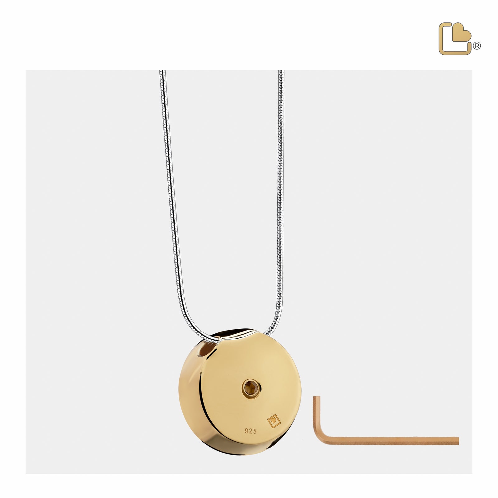 PD1290 Mother of Pearl Ashes Pendant Pol Gold Vermeil