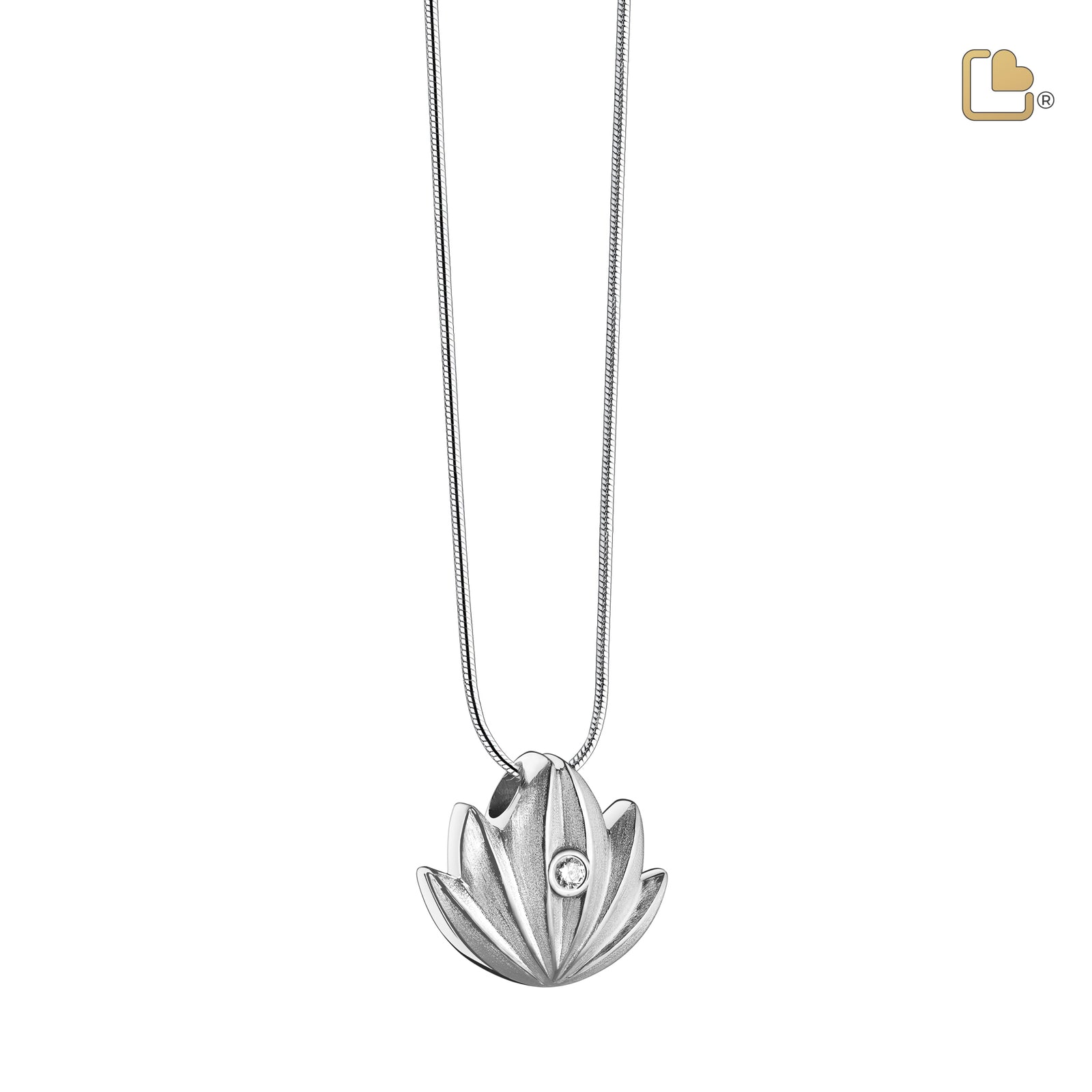 PD1300 Lotus Ashes Pendant Bru Silver w/Zirconia
