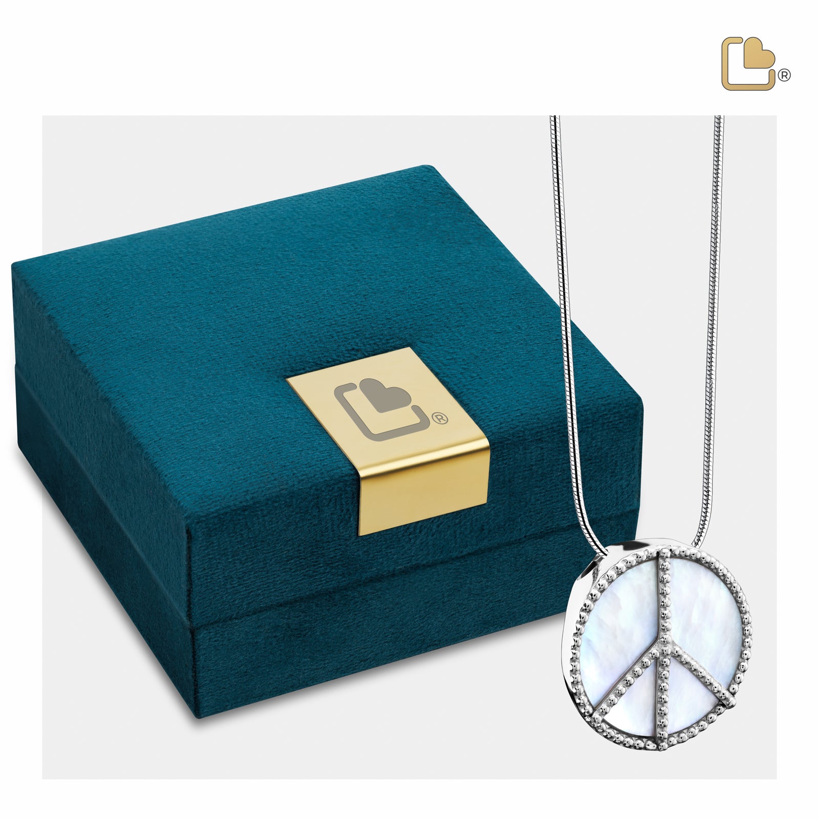 PD1320 Peace Mother of Pearl Ashes Pendant Pol Silver