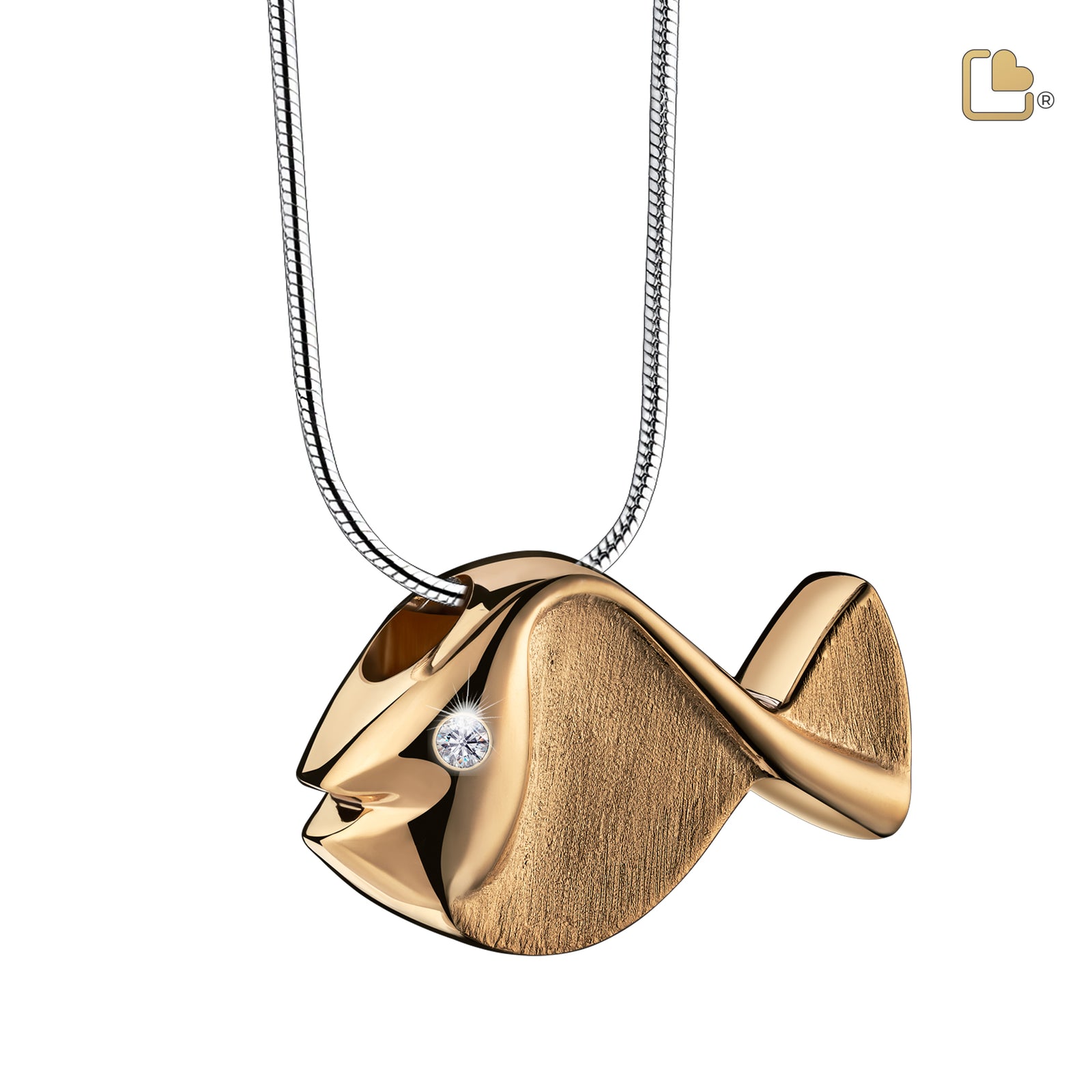 PD1331 Fish Ashes Pendant Pol & Bru Gold Vermeil w/Zirconia