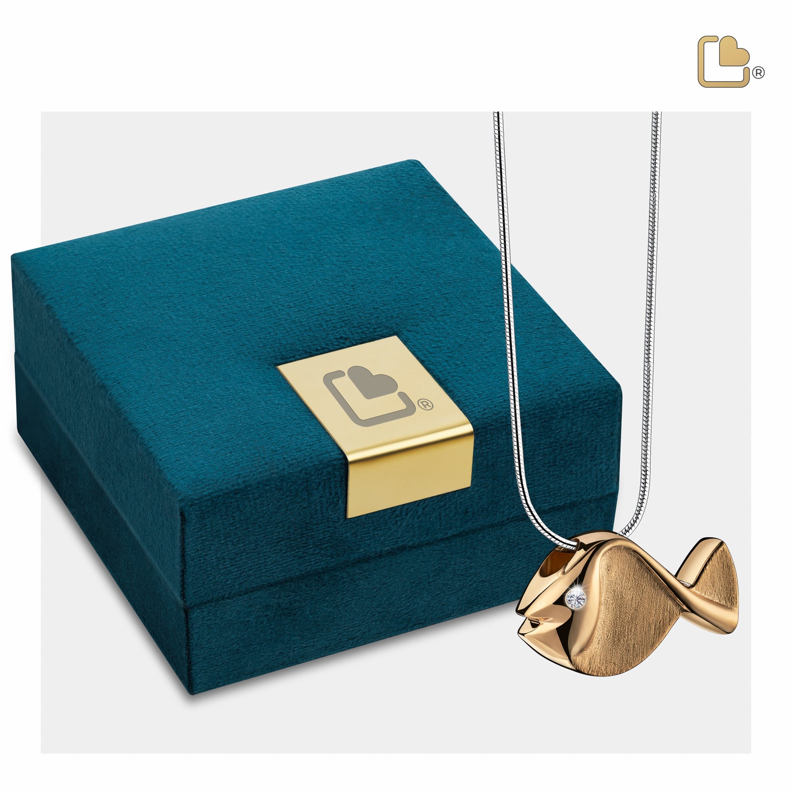 PD1331 Fish Ashes Pendant Pol & Bru Gold Vermeil w/Zirconia