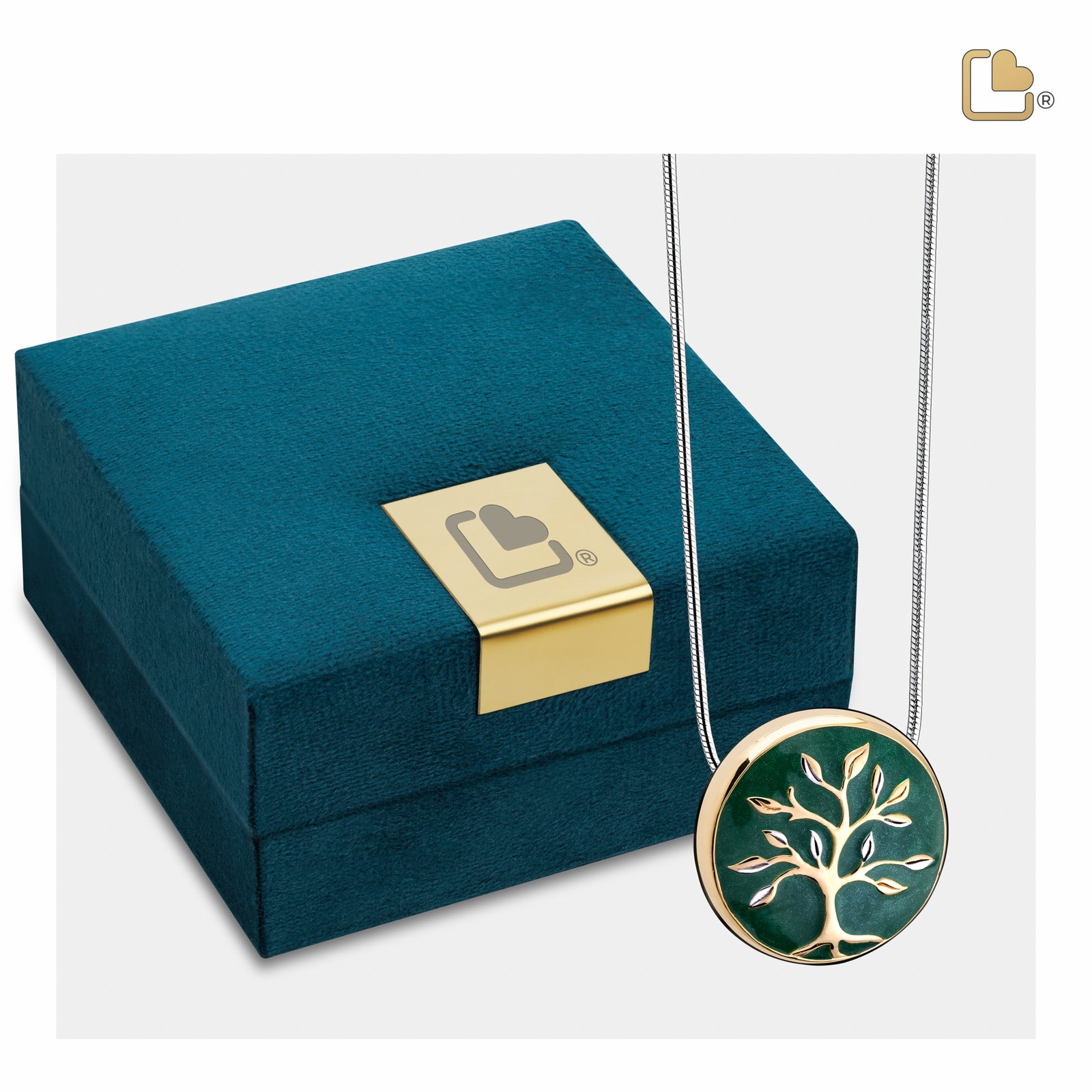 PD1470 Tree of Love Ashes Pendant Pearl Green & Pol Gold Vermeil
