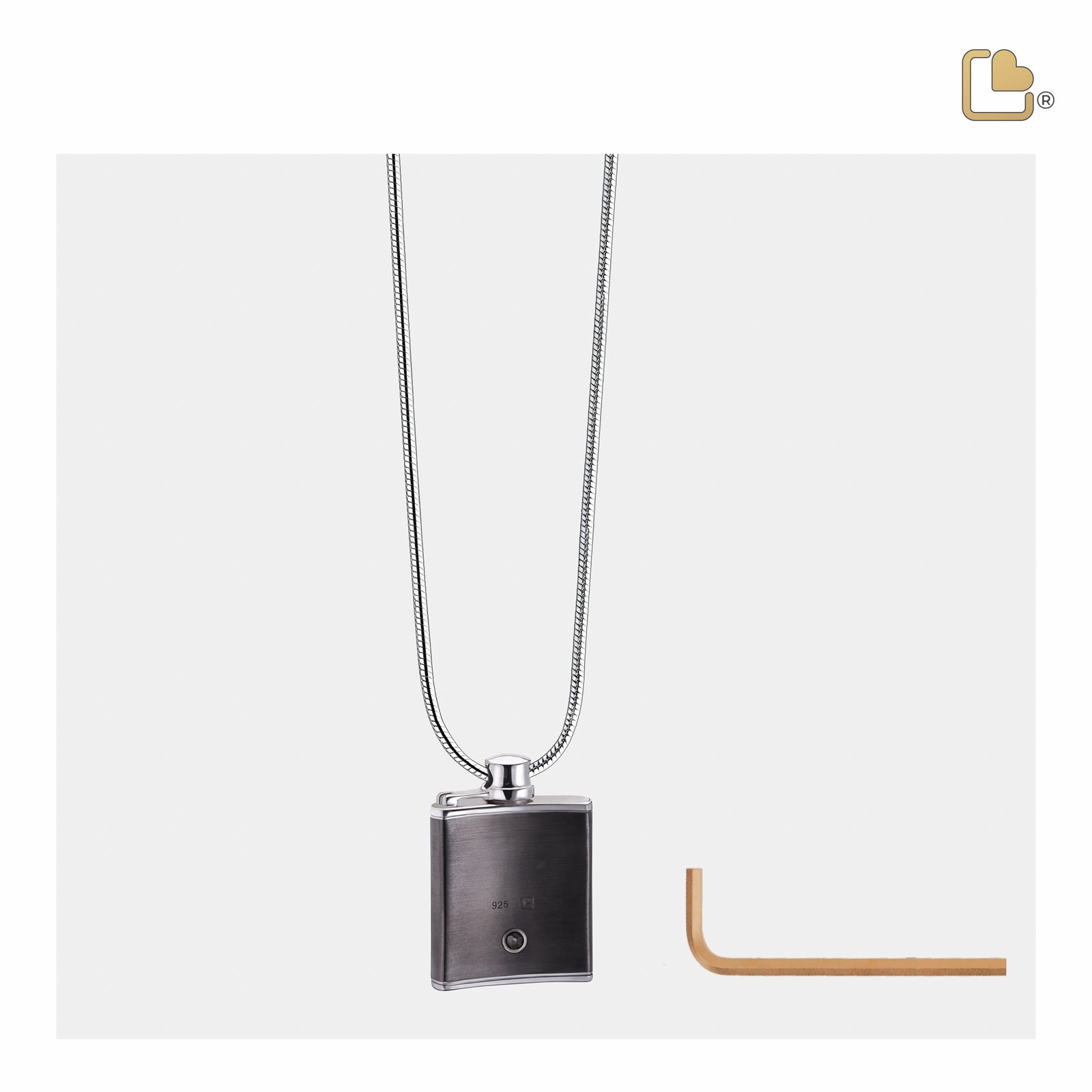 PD1513 Flask Ashes Pendant Pol & Bru Ruthenium