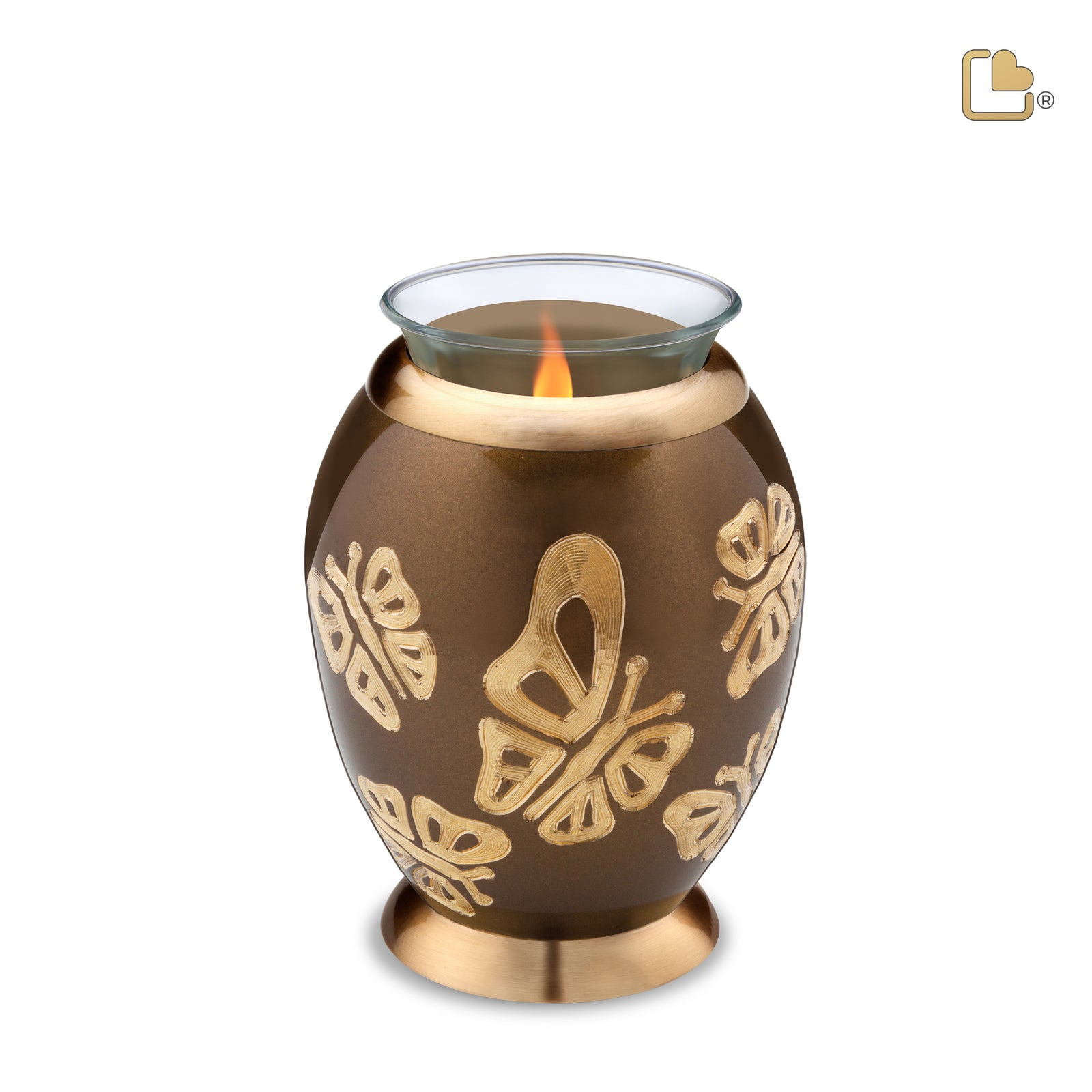 T543 Elegant Butterfly Tealight Urn Bronze & Bru Gold
