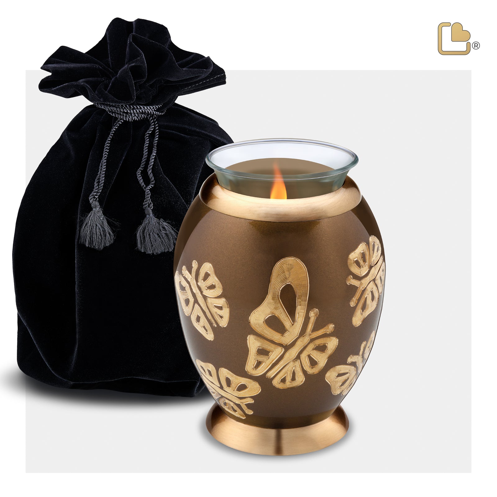 T543 Elegant Butterfly Tealight Urn Bronze & Bru Gold
