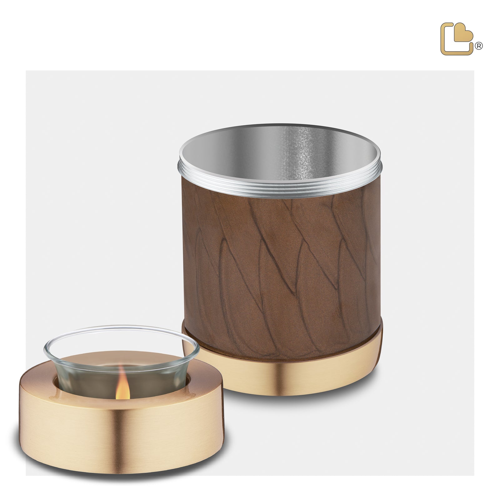 T652 Tealight Urn Pearl Bronze & Bru Gold