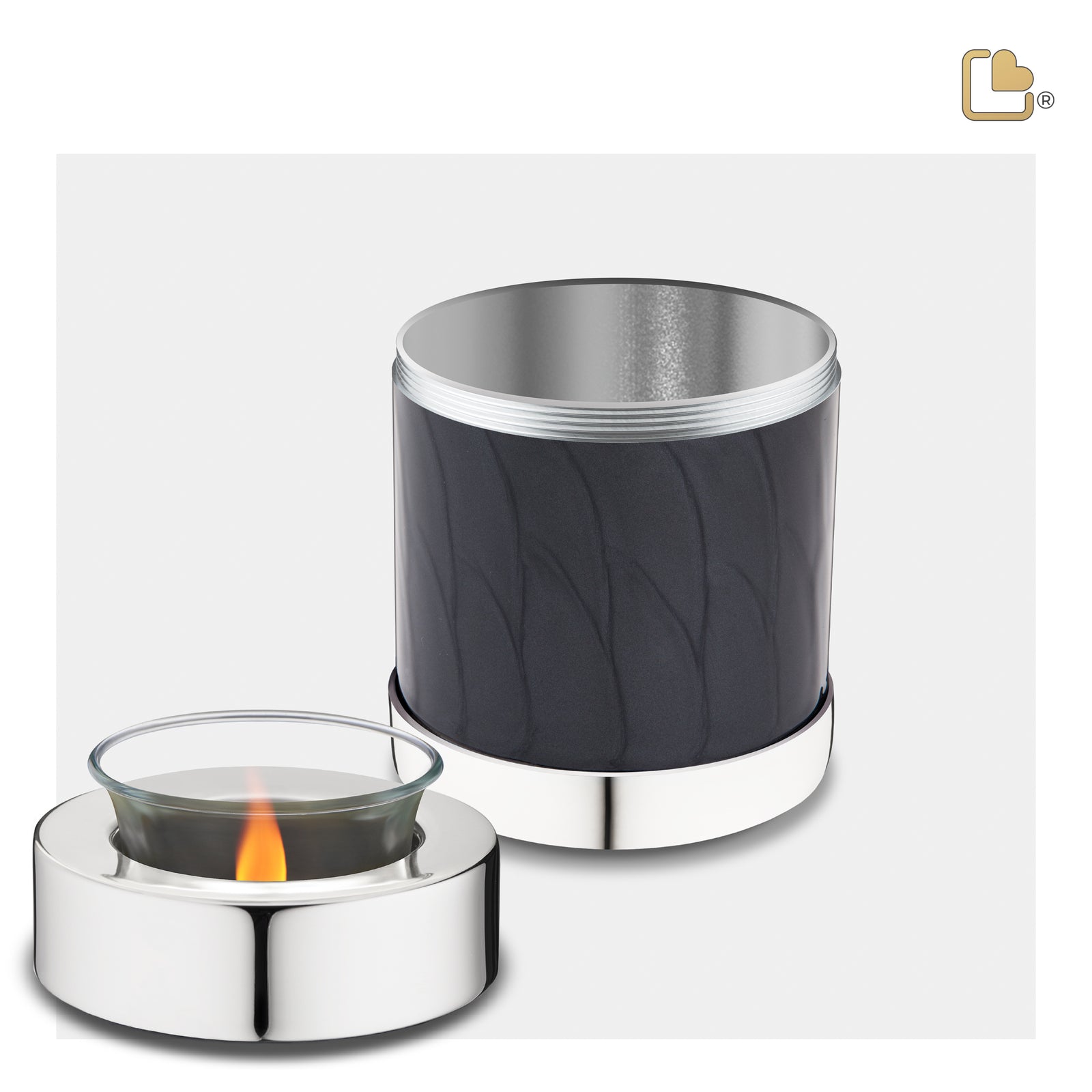 T666 Tealight Urn Pearl Midnight & Pol Silver