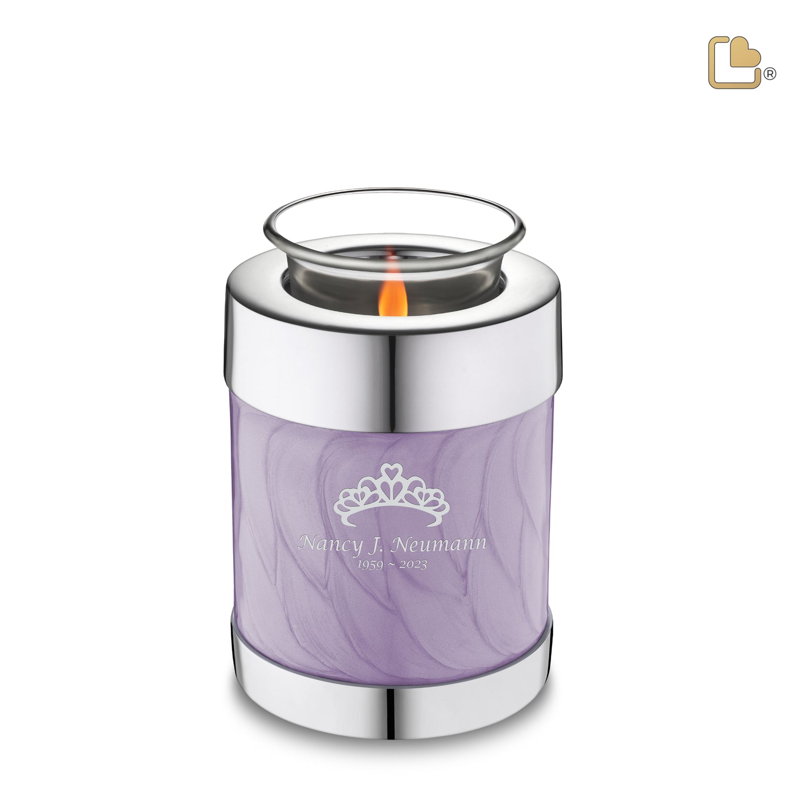 T670 Tealight Urn Pearl Lavender & Pol Silver