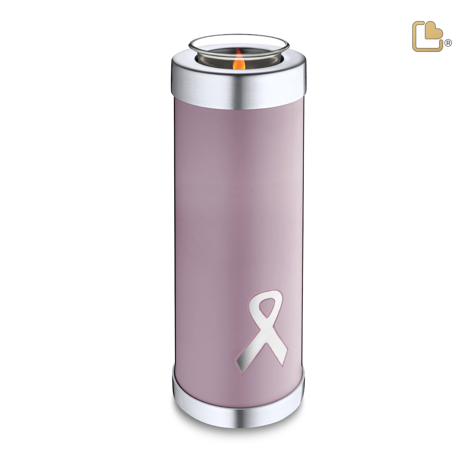 T902 Awareness Tall Tealight Urn Pink & Bru Pewter