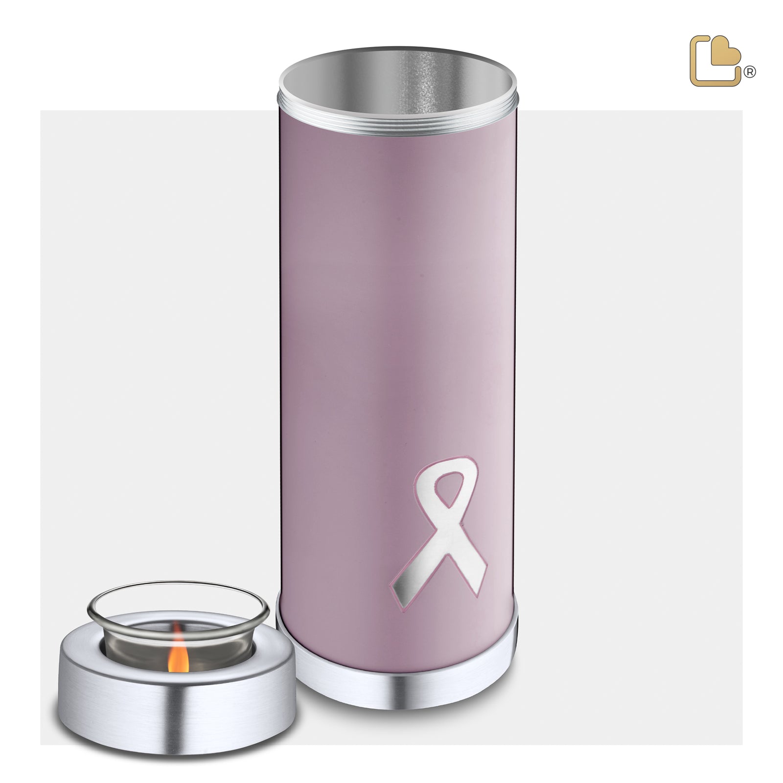 T902 Awareness Tall Tealight Urn Pink & Bru Pewter