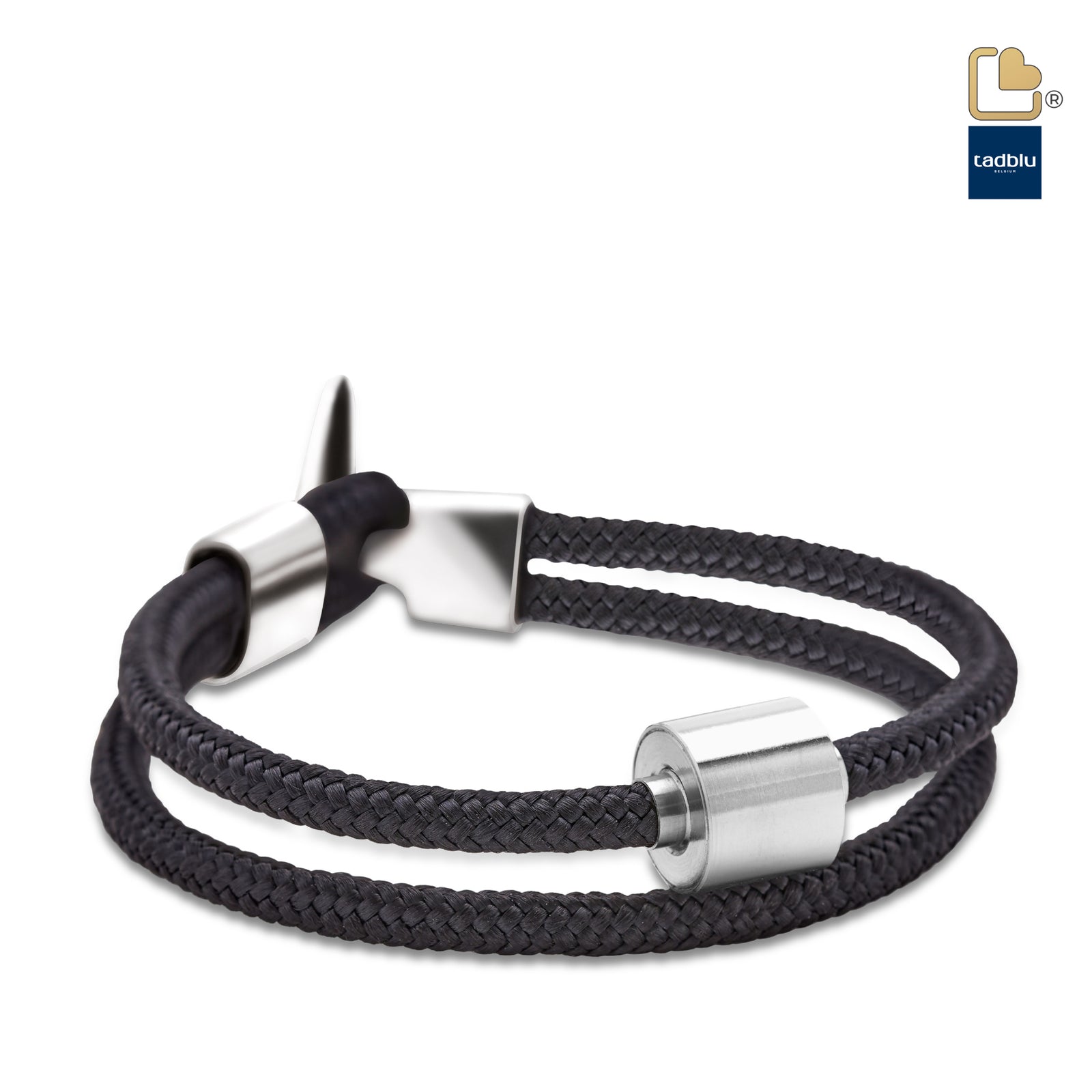 TB-BC1-XL Memento Bracelet (XL) Cord Brushed Ashes Bead Black