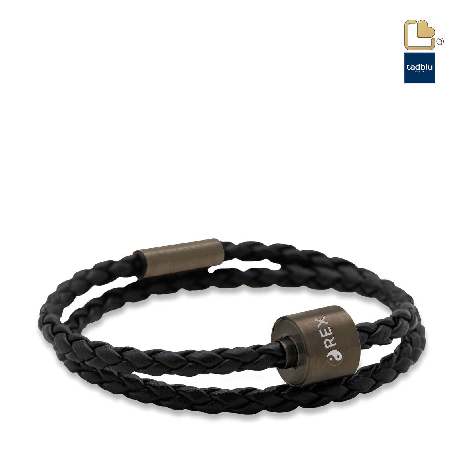 TB-BE-BB1-L Memento Bracelet (L) Braided Leather Black Ashes Bead Black