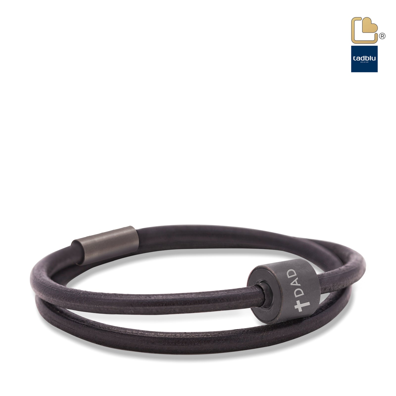 TB-BE-BL1-XL Memento Bracelet (XL) Smooth Leather Black Ashes Bead Black