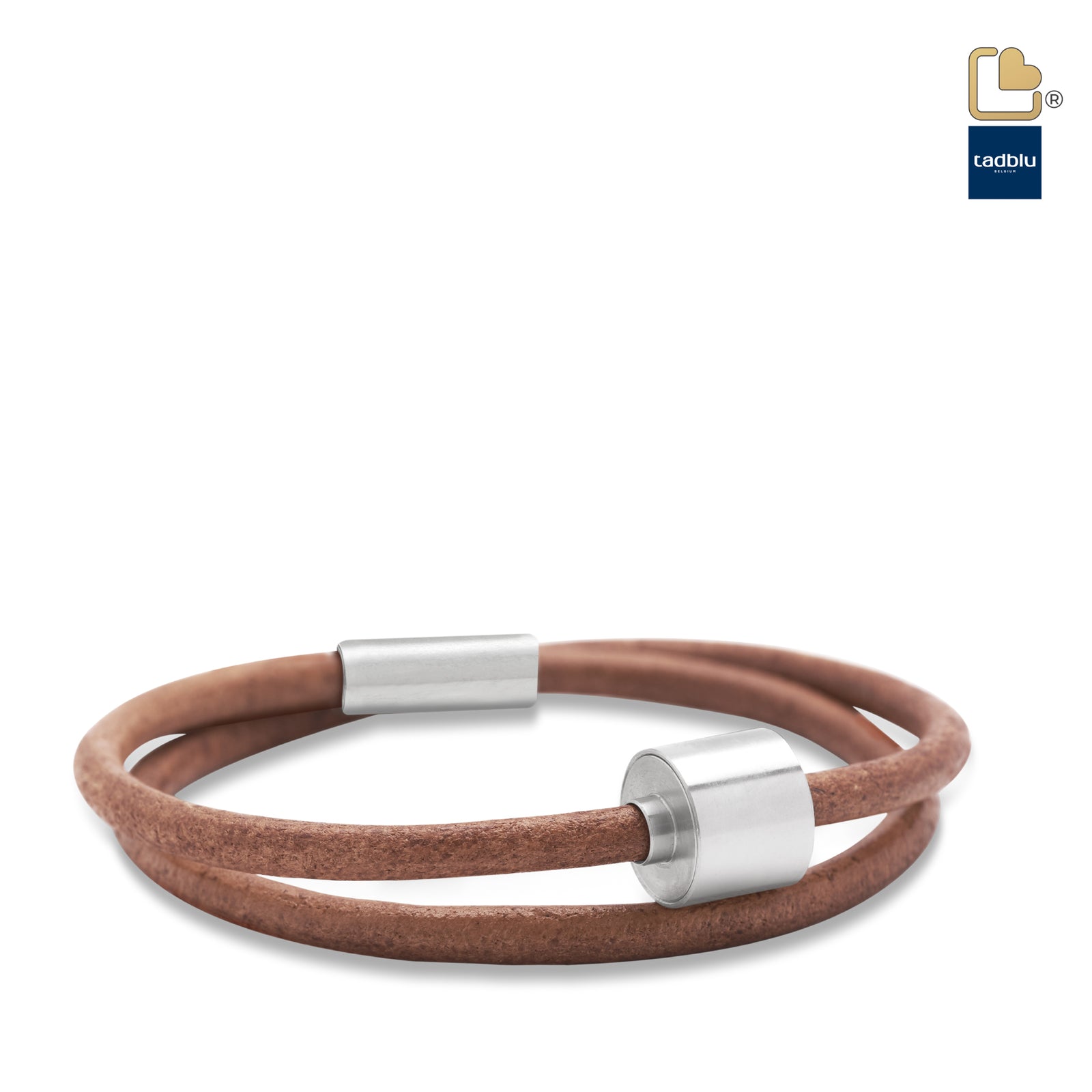 TB-BL3-M Memento Bracelet (M) Smooth Leather Brushed Ashes Bead Cognac