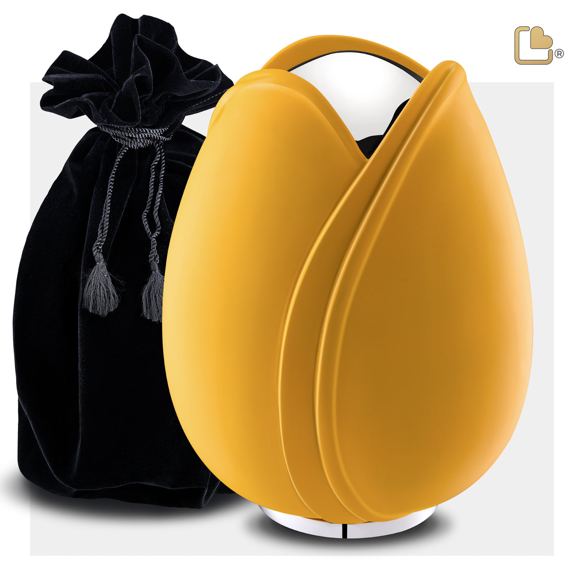 A1050   Tulip Standard Adult Urn Yellow & Pol Silver