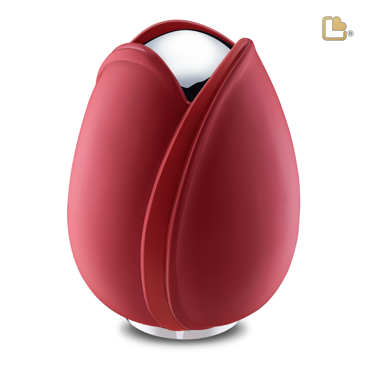 A1052   Tulip Standard Adult Urn Red &amp; Pol Silver