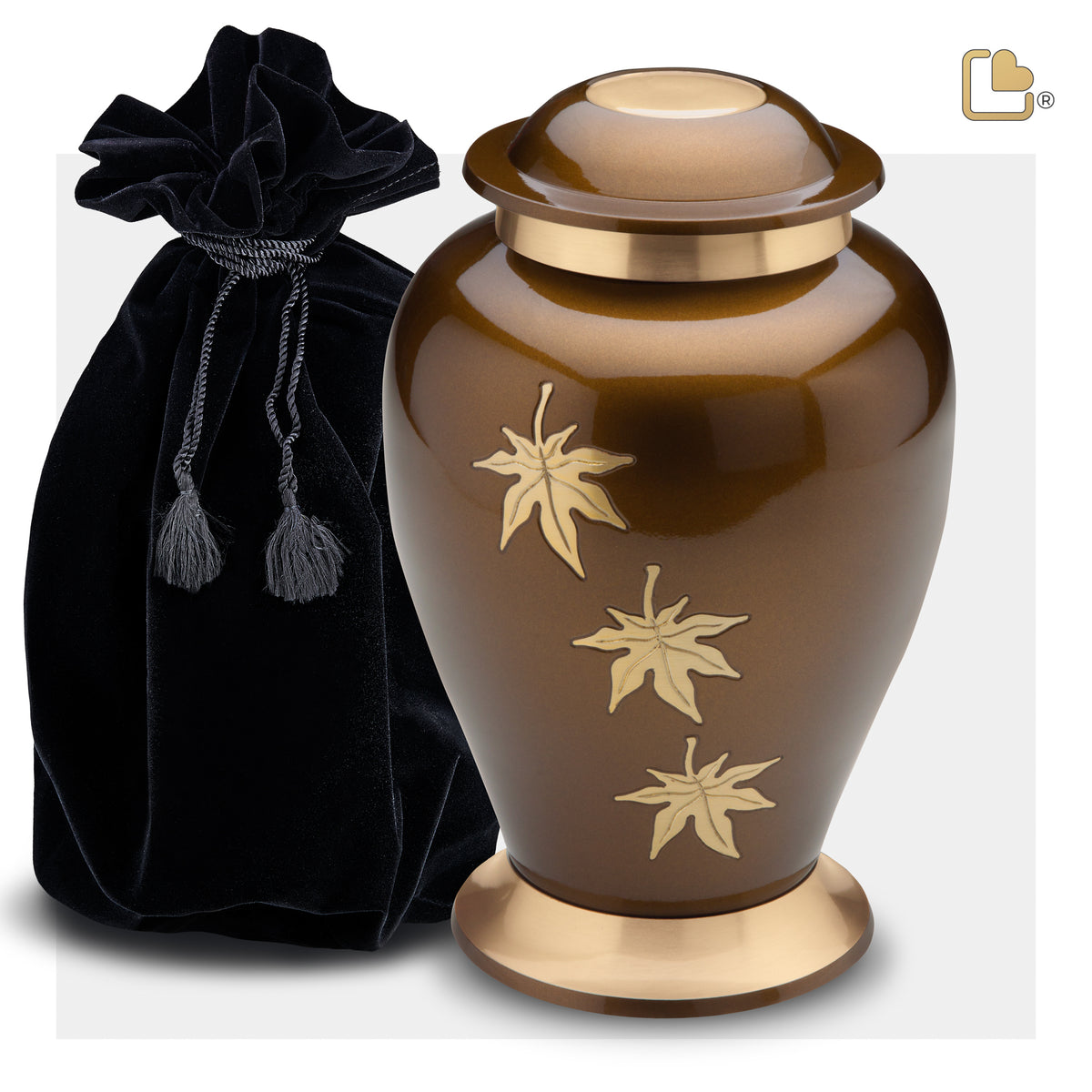 A241   Classic Falling Leaves Standard Adult Urn Bronze & Bru Gold