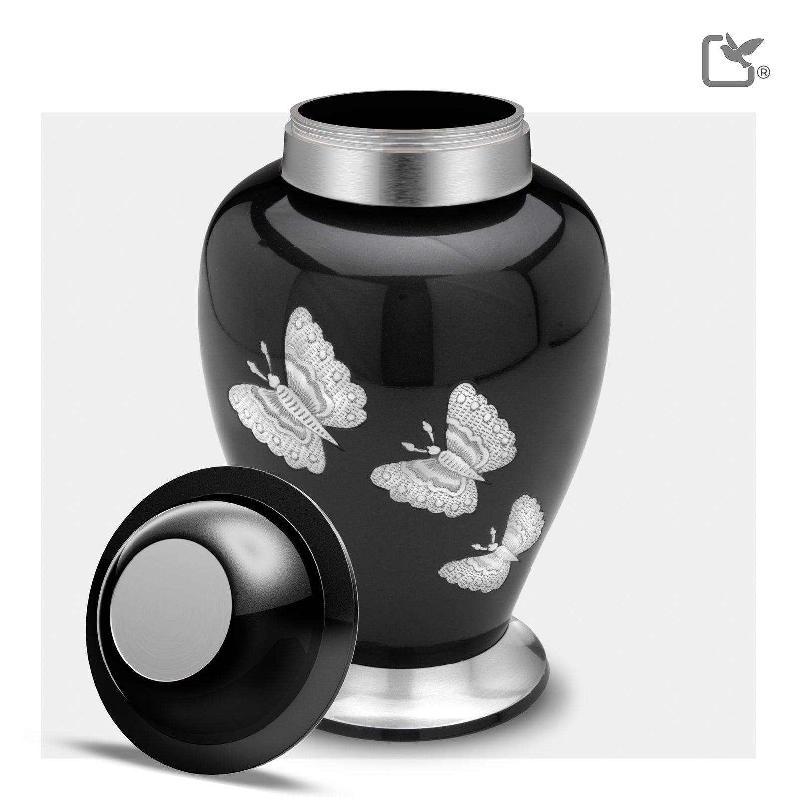 A242   Traditional Butterflies Standard Adult Urn Midnight & Bru Pewter