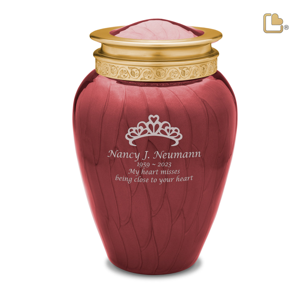 A299   Blessing Standard Adult Urn Pearl Crimson &amp; Bru Gold