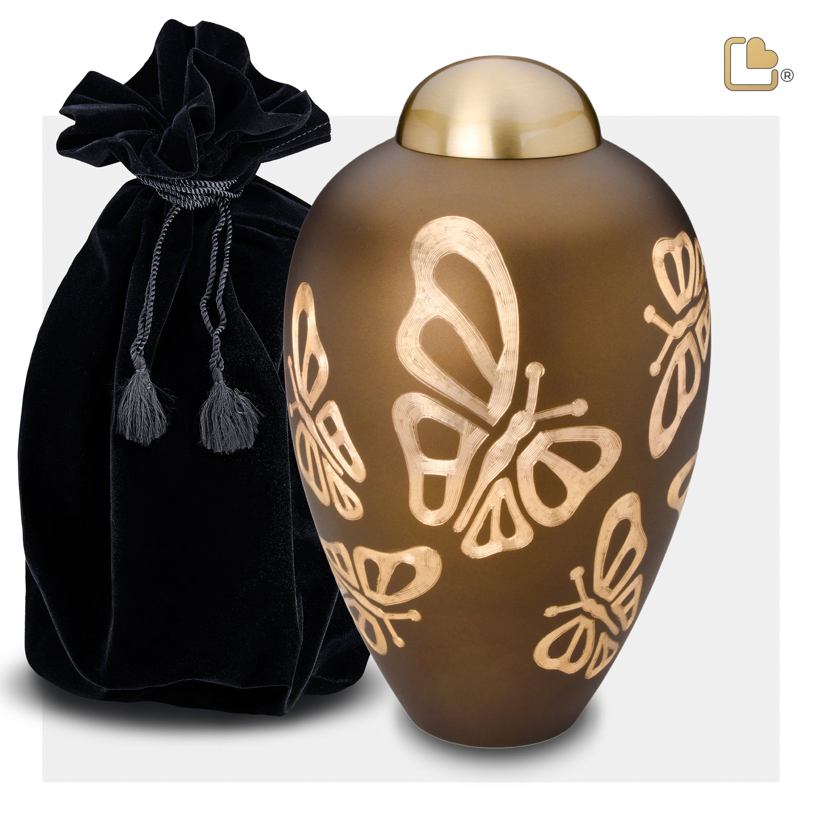 A543   Elegant Butterfly Standard Adult Urn Bronze & Bru Gold
