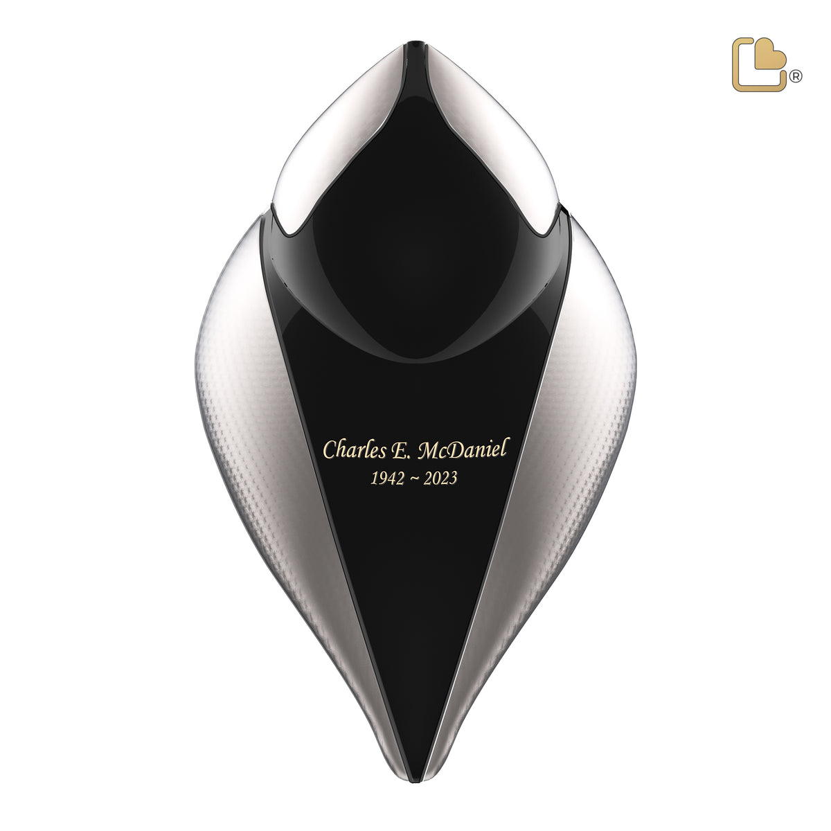 A560   SoulBird Male Standard Adult Urn Midnight & Hmd Silver