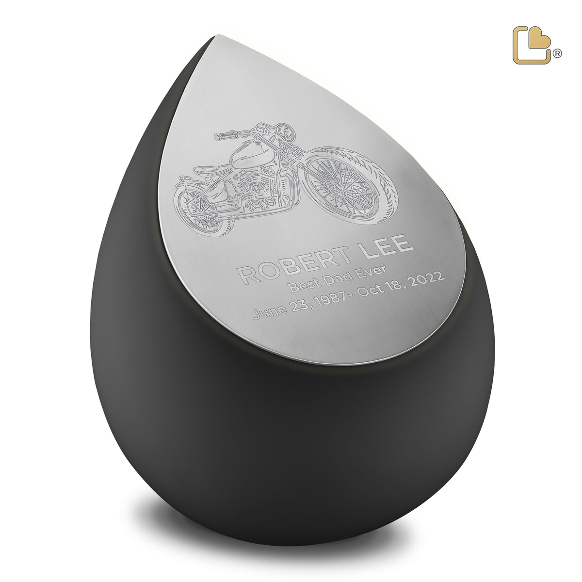 A583   Drop Standard Adult Urn Black &amp; Bru Pewter