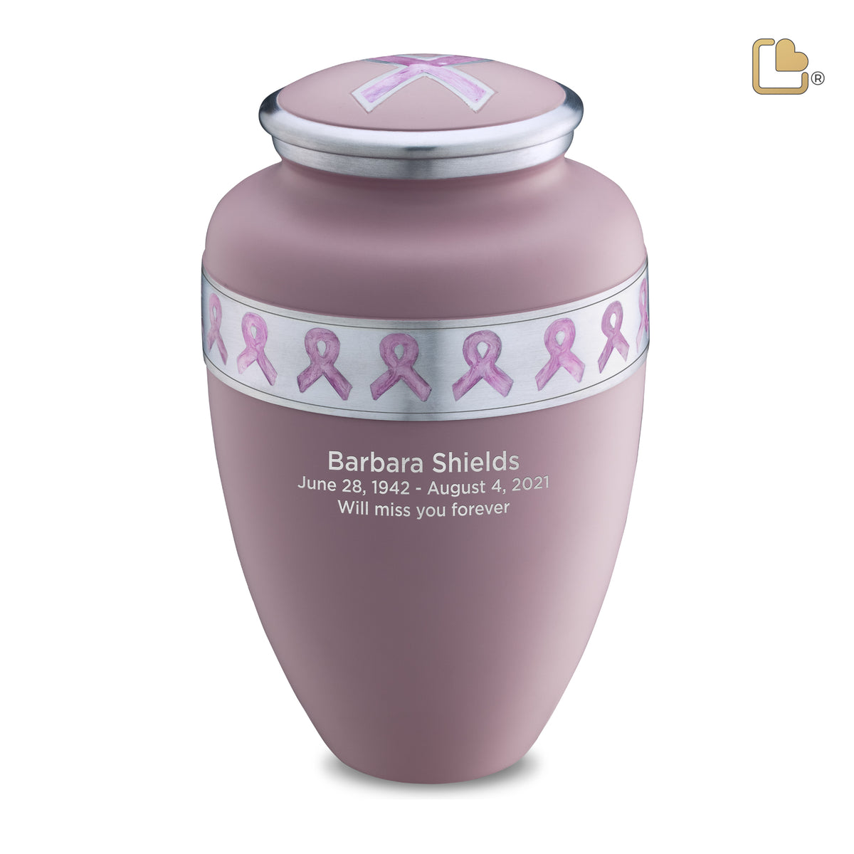 A900   Awareness Standard Adult Urn Pink &amp; Bru Pewter