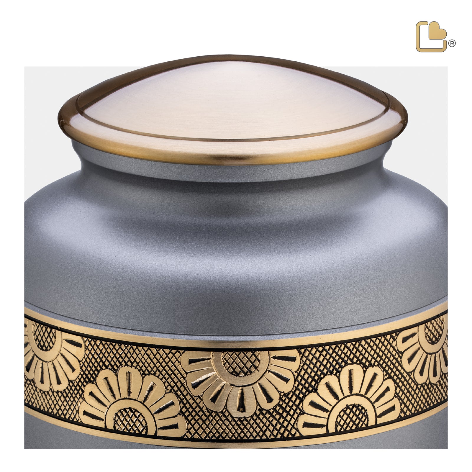 A902   Floral Band Standard Adult Urn Slate & Bru Gold