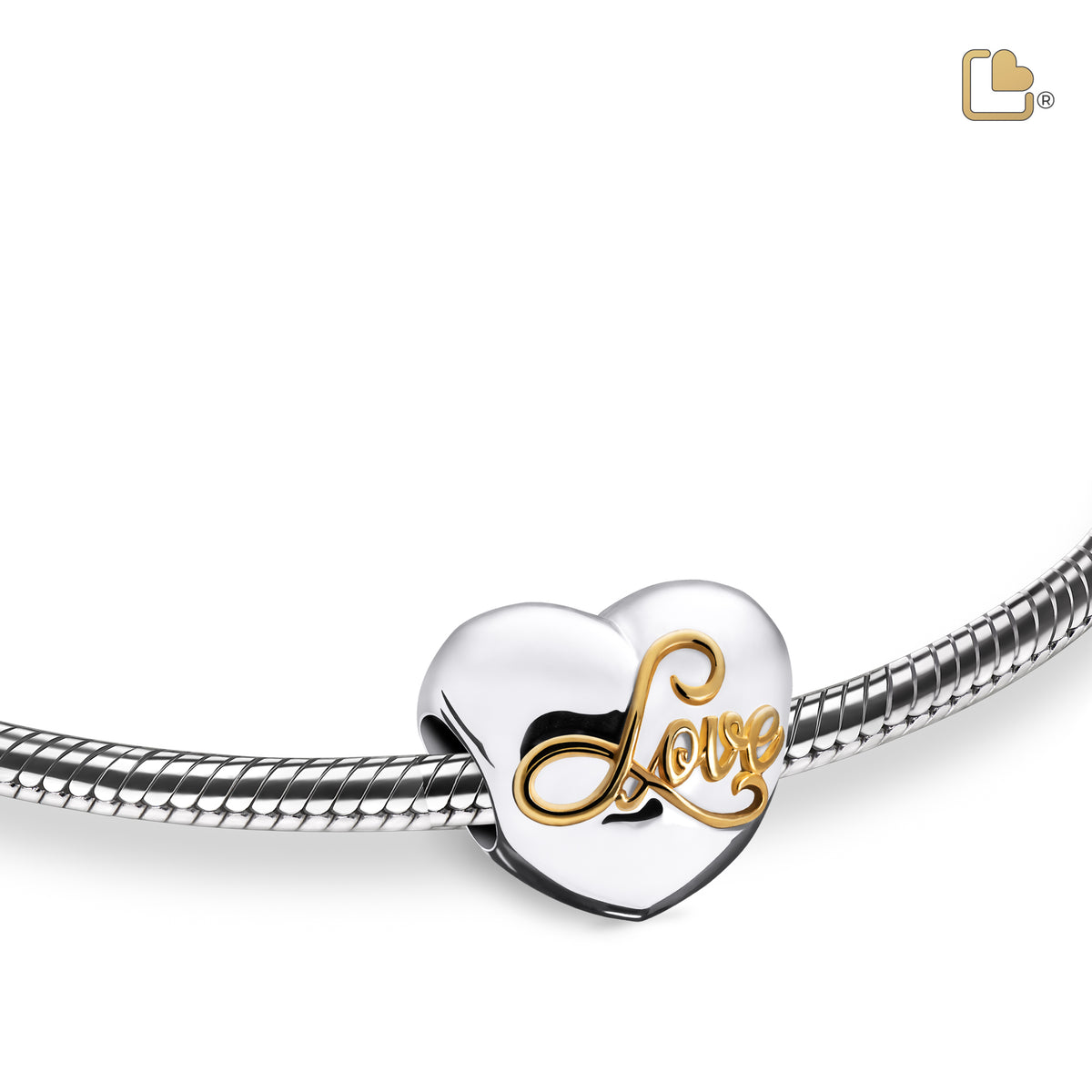 BD2002   Spell your Love Ashes Bead Pol Silver &amp; Gold Vermeil