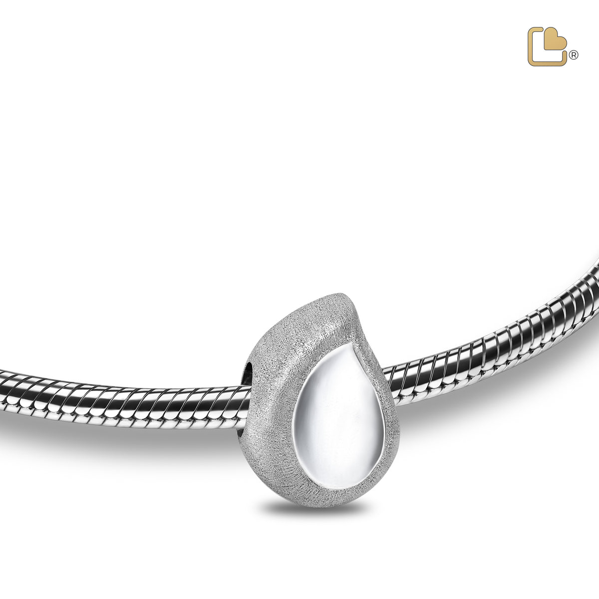 BD2060   TearDrop  Ashes Bead Pol &amp; Bru Silver