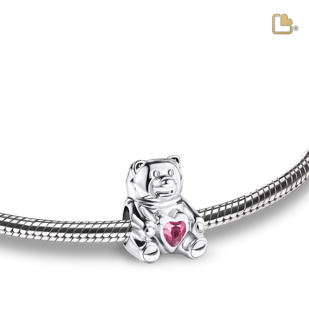 BD2080   CuddleBear  Ashes Bead Pink &amp; Pol Silver w/Zirconia