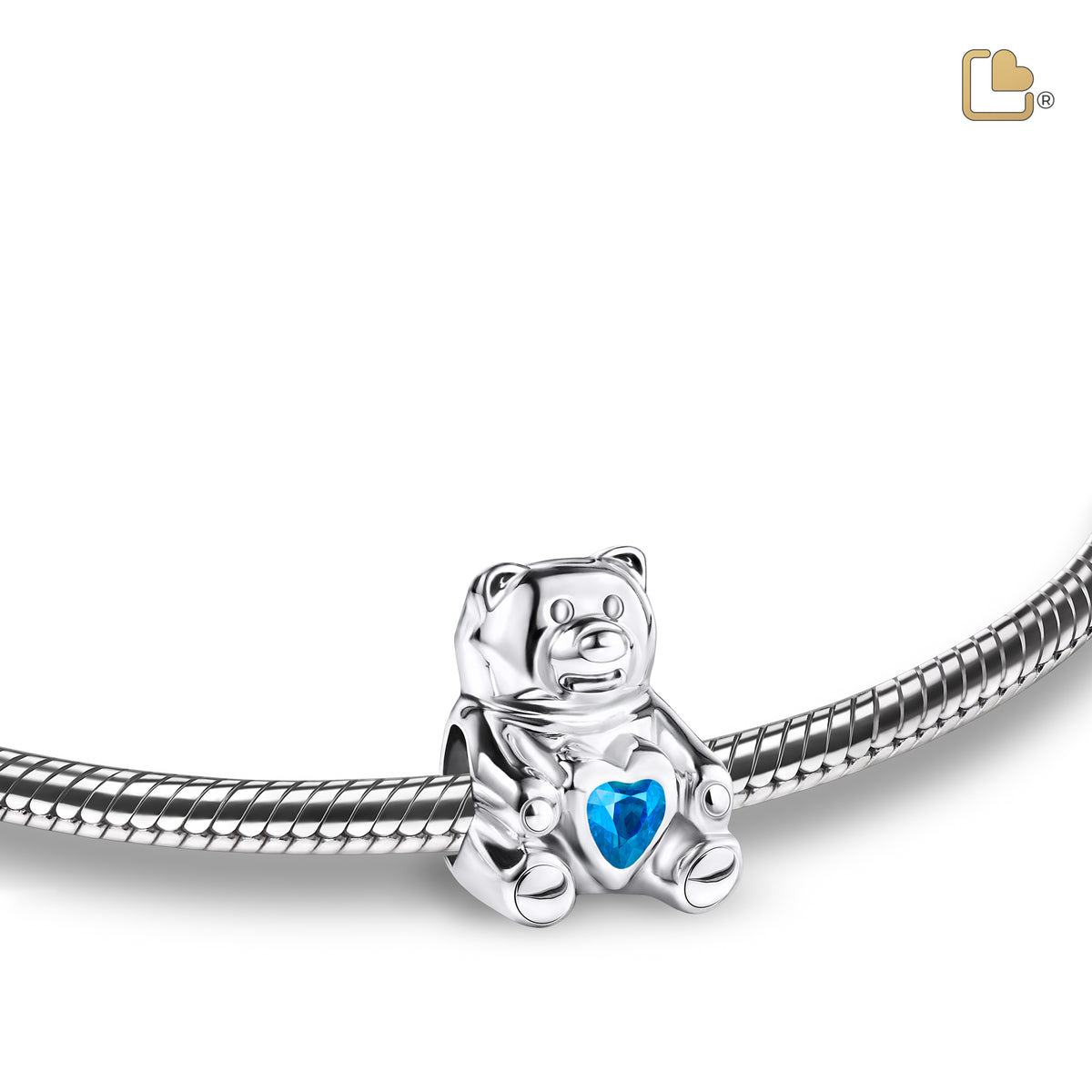 BD2081   CuddleBear Ashes Bead Blue &amp; Pol Silver w/Zirconia