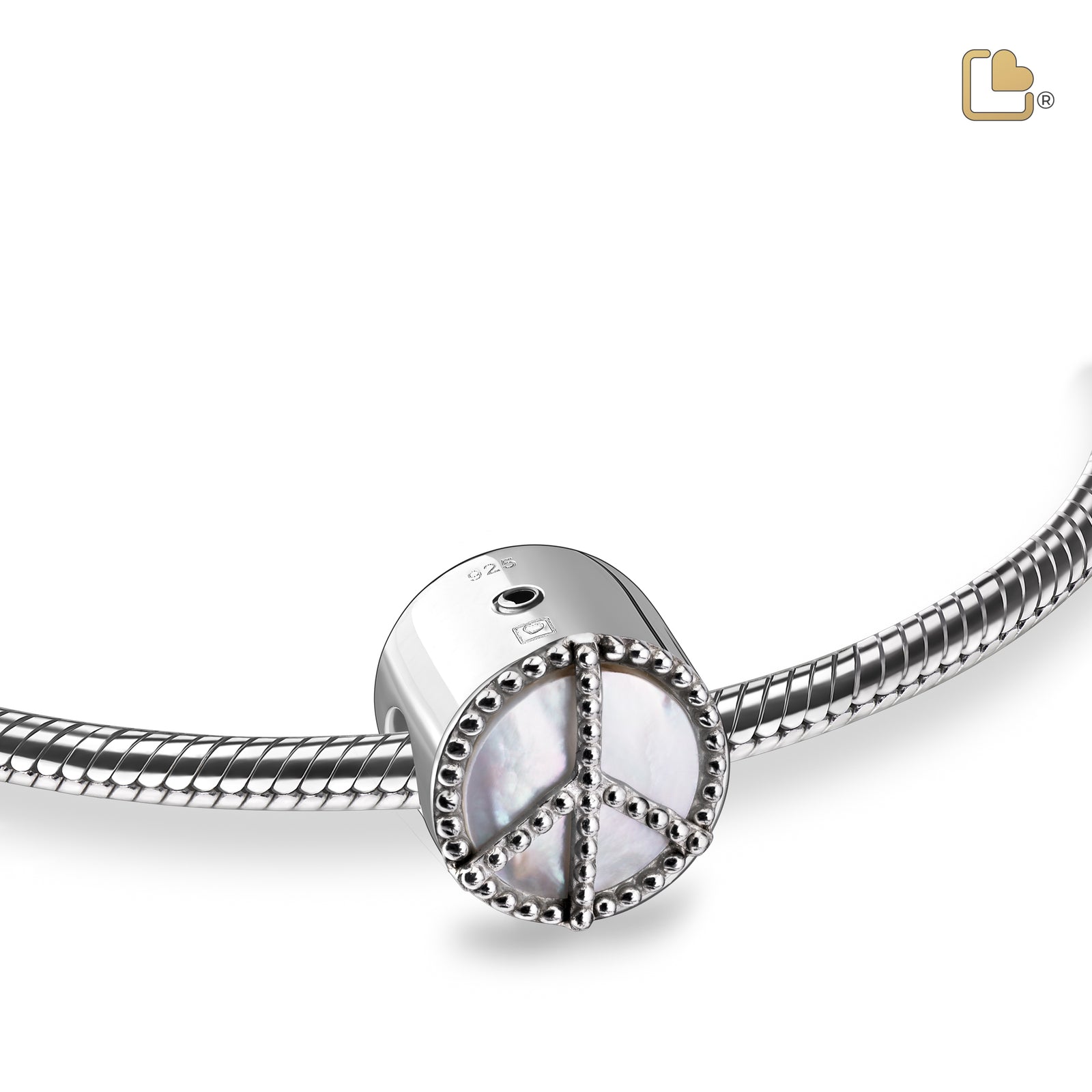 BD2120   Peace Mother of Pearl Ashes Bead Pol Silver
