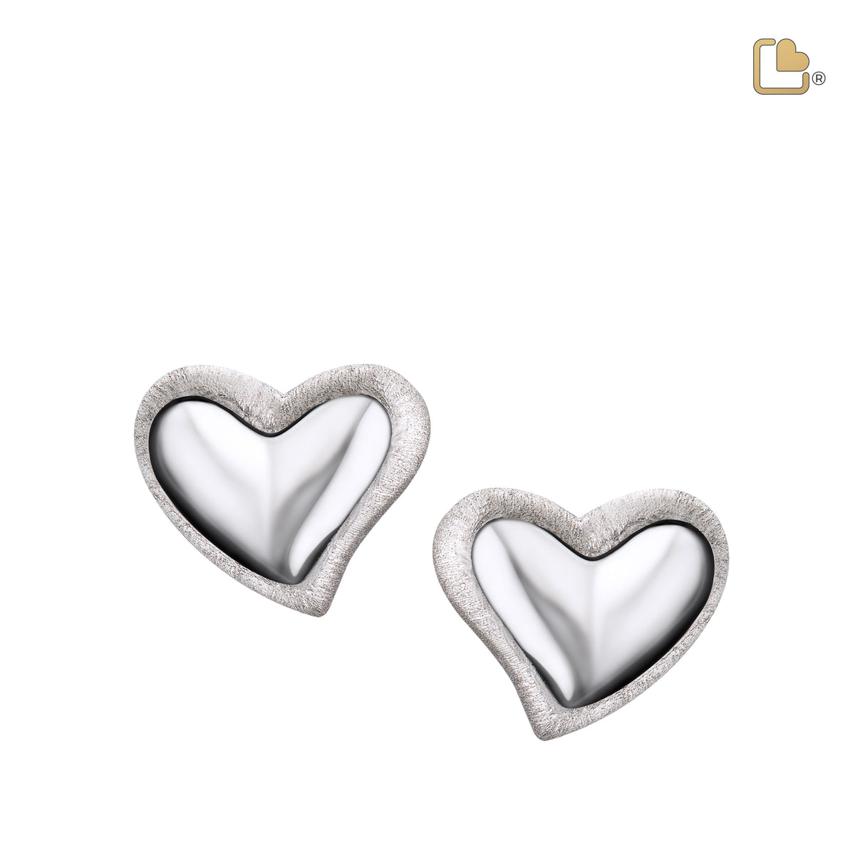 ER1000   Leaning Heart Stud Earrings Pol &amp; Bru Silver