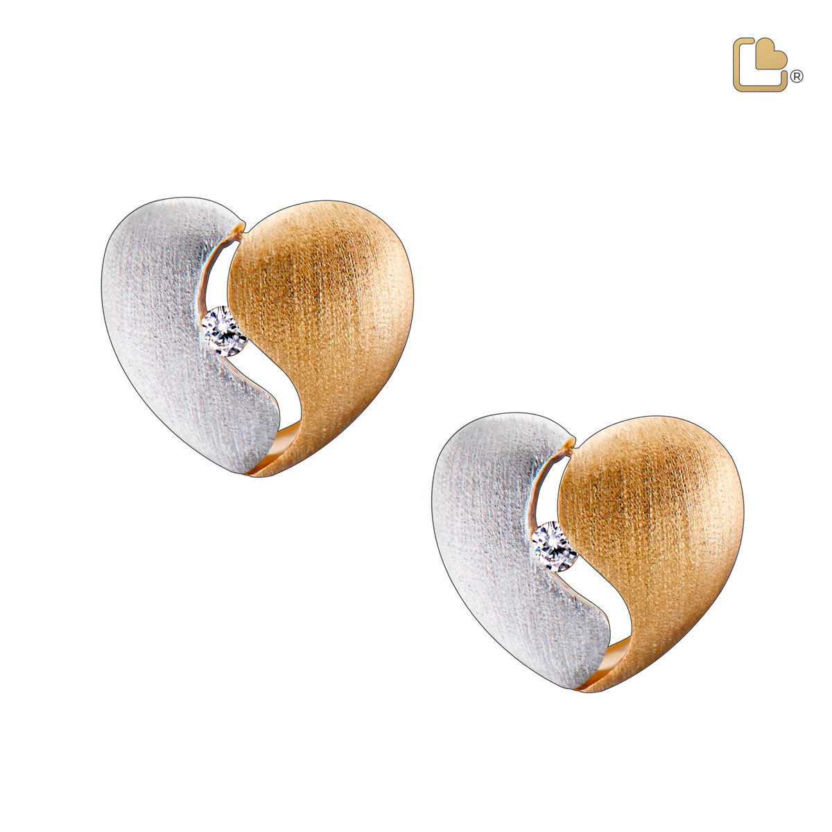 ER1050   HeartFelt Stud Earrings Bru Silver &amp; Gold Vermeil