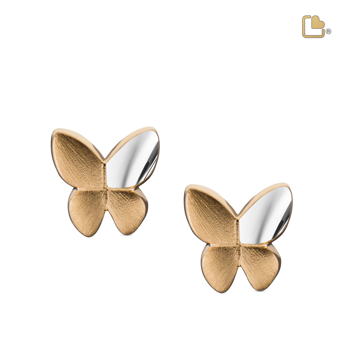 ER1160   Butterfly Stud Earrings Bru Silver &amp; Gold Vermeil