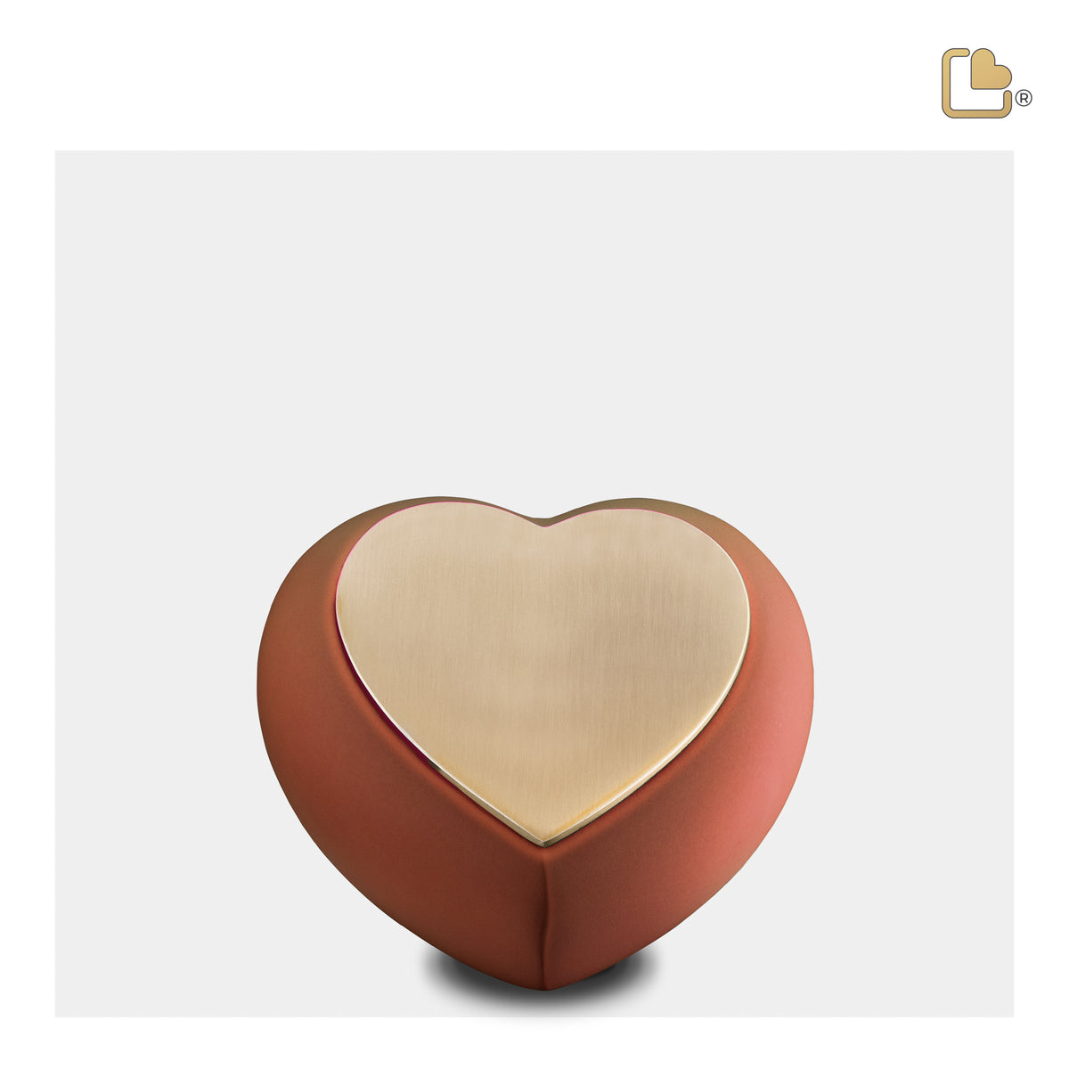 H587   Drop Heart Keepsake Urn Terracotta & Bru Gold