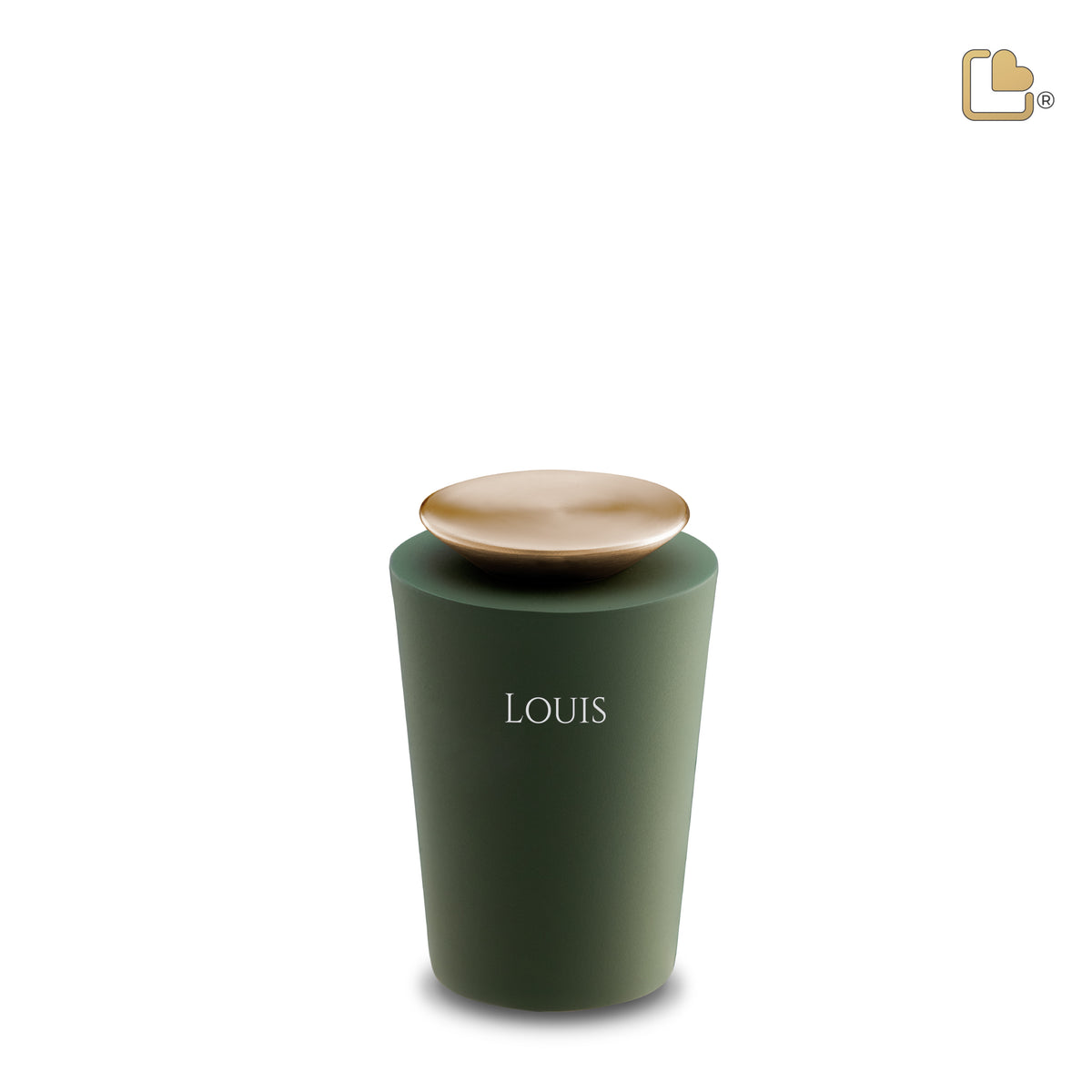 K1070   Crescent Tall Keepsake Urn Sage Green &amp; Bru Gold