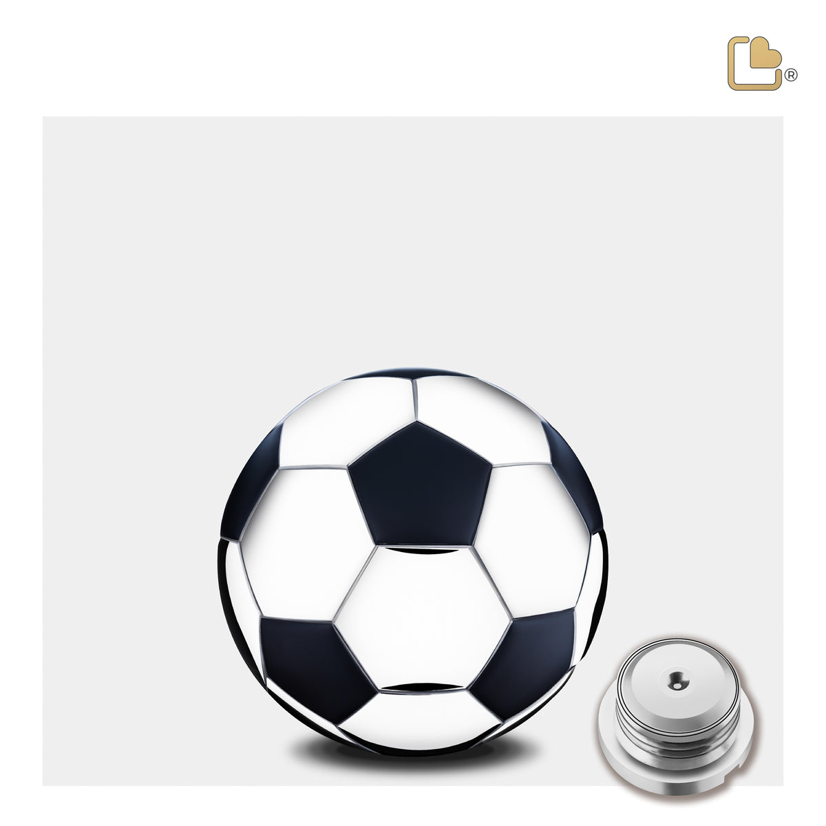 K1150   Football Keepsake Urn Matt Black & Pol Silver