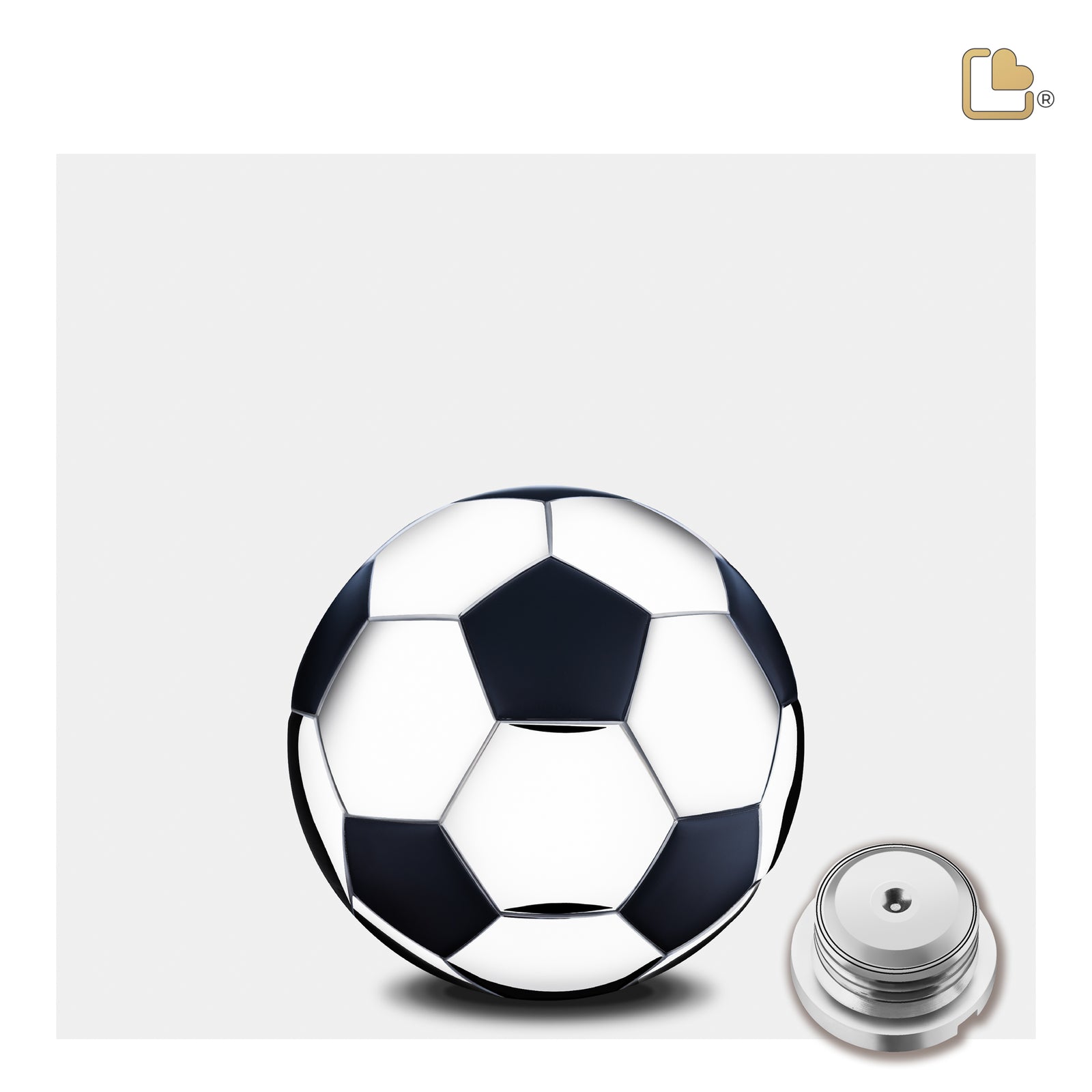 K1150   Football Keepsake Urn Matt Black & Pol Silver