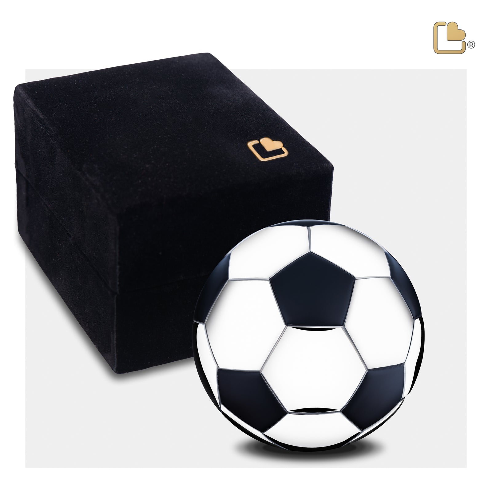 K1150   Football Keepsake Urn Matt Black & Pol Silver