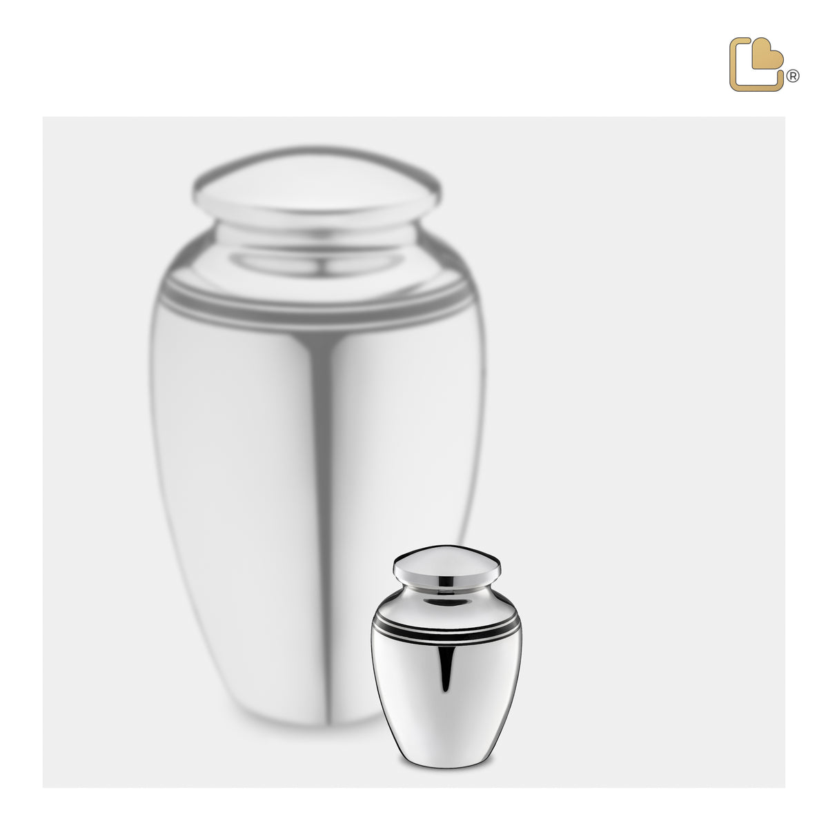 K218   ArtDeco Keepsake Urn Pol Silver