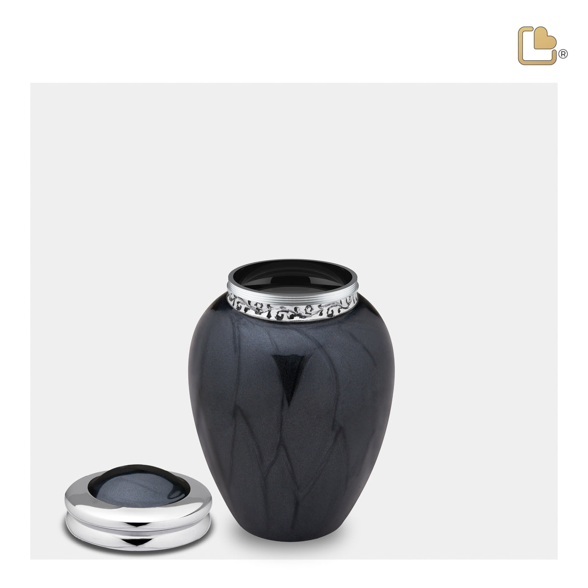 K292   Blessing Keepsake Urn Pearl Midnight & Pol Silver