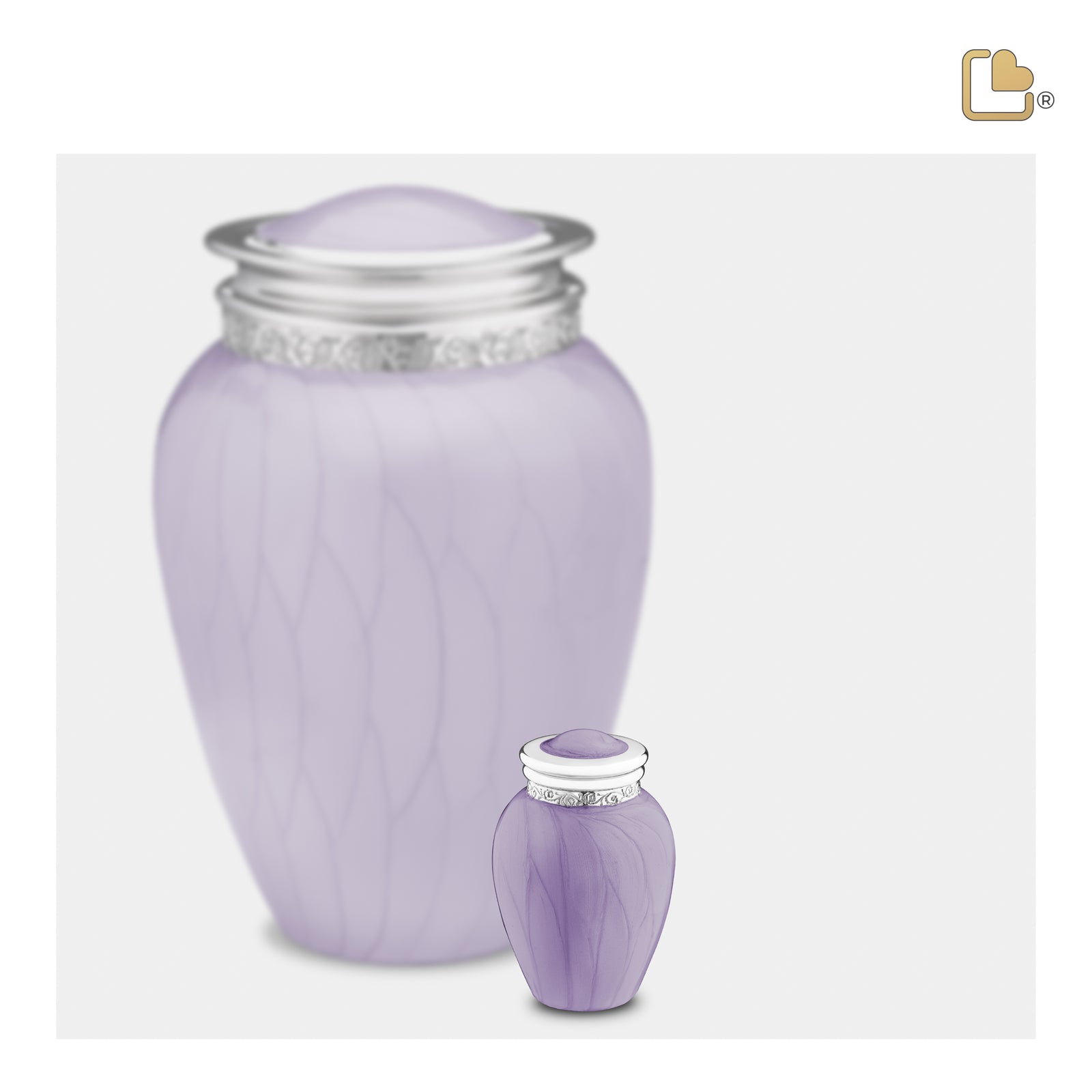K298   Blessing Keepsake Urn Pearl Lavender & Pol Silver
