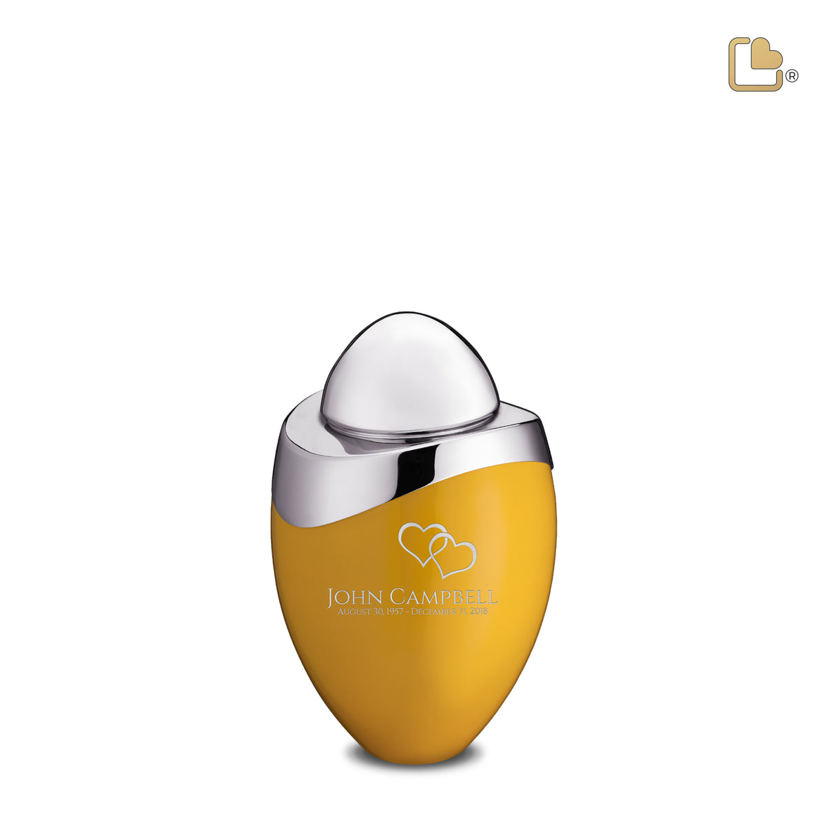 K360   Amore Keepsake Urn Yellow &amp; Pol Silver