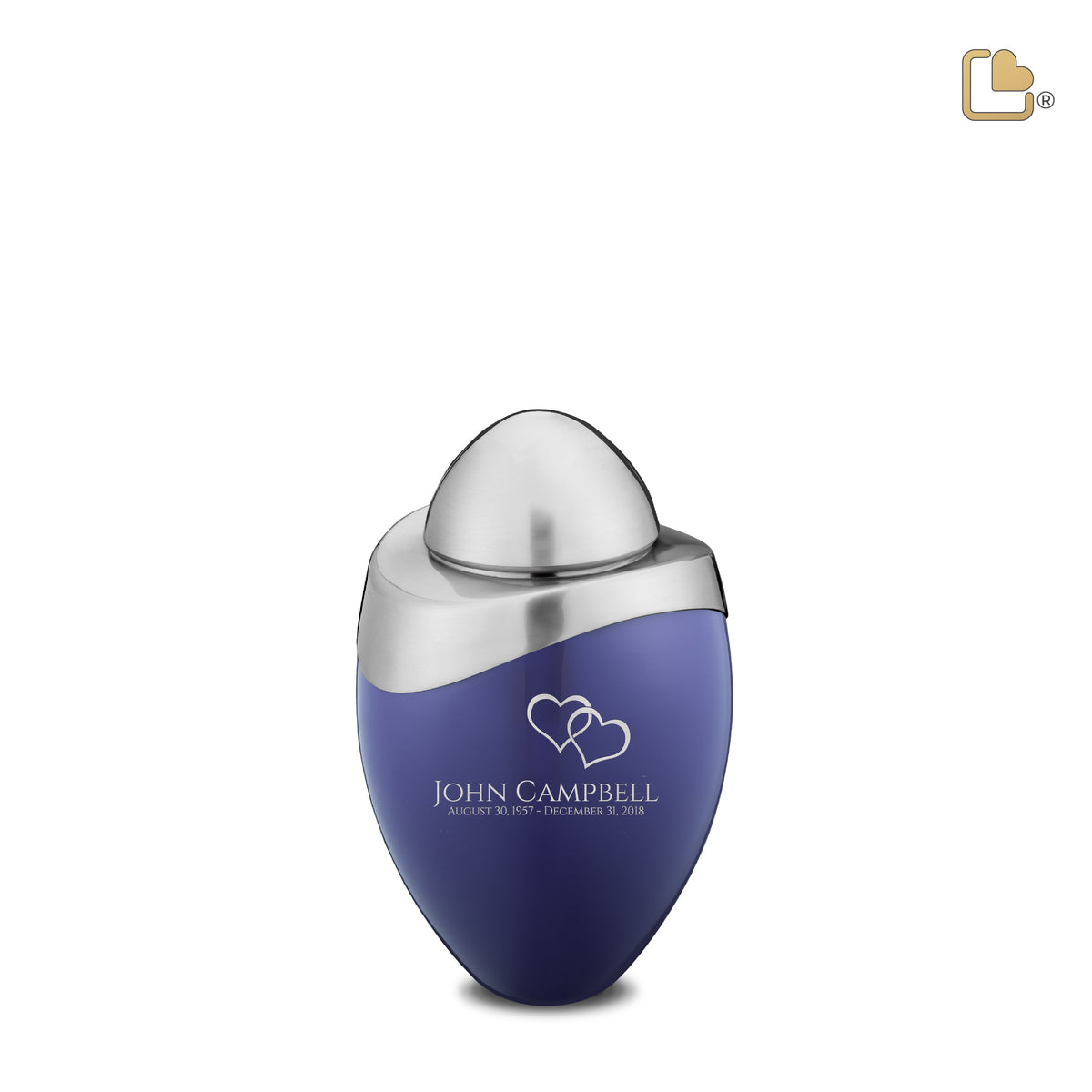 K361   Amore Keepsake Urn Blue &amp; Bru Pewter